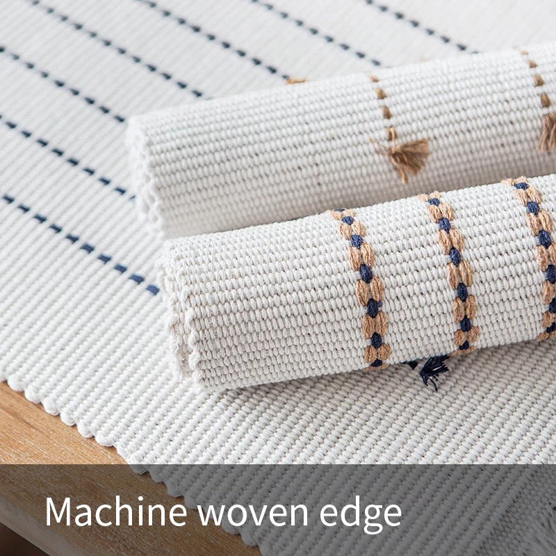 Boho Fabric Table Decoration Woven Placemats Stripe Two-sided Dinner Table Mat Woven Reversible Dining Wooven Table Mat - Tobmarc Home Decor & Gifts 