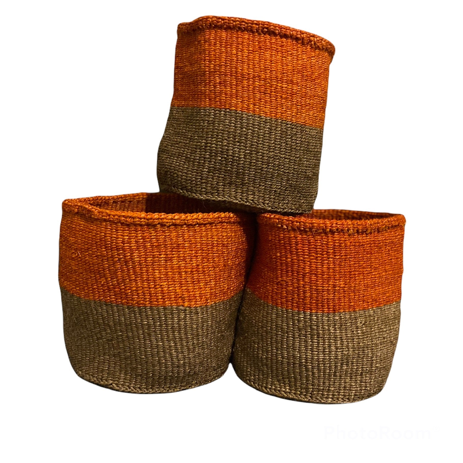 DECORATIVE STORAGE BASKET  African Handwoven Sisal Basket for toys and Home Decor 9”x9” Set of 3 - Tobmarc Home Decor & Gifts 