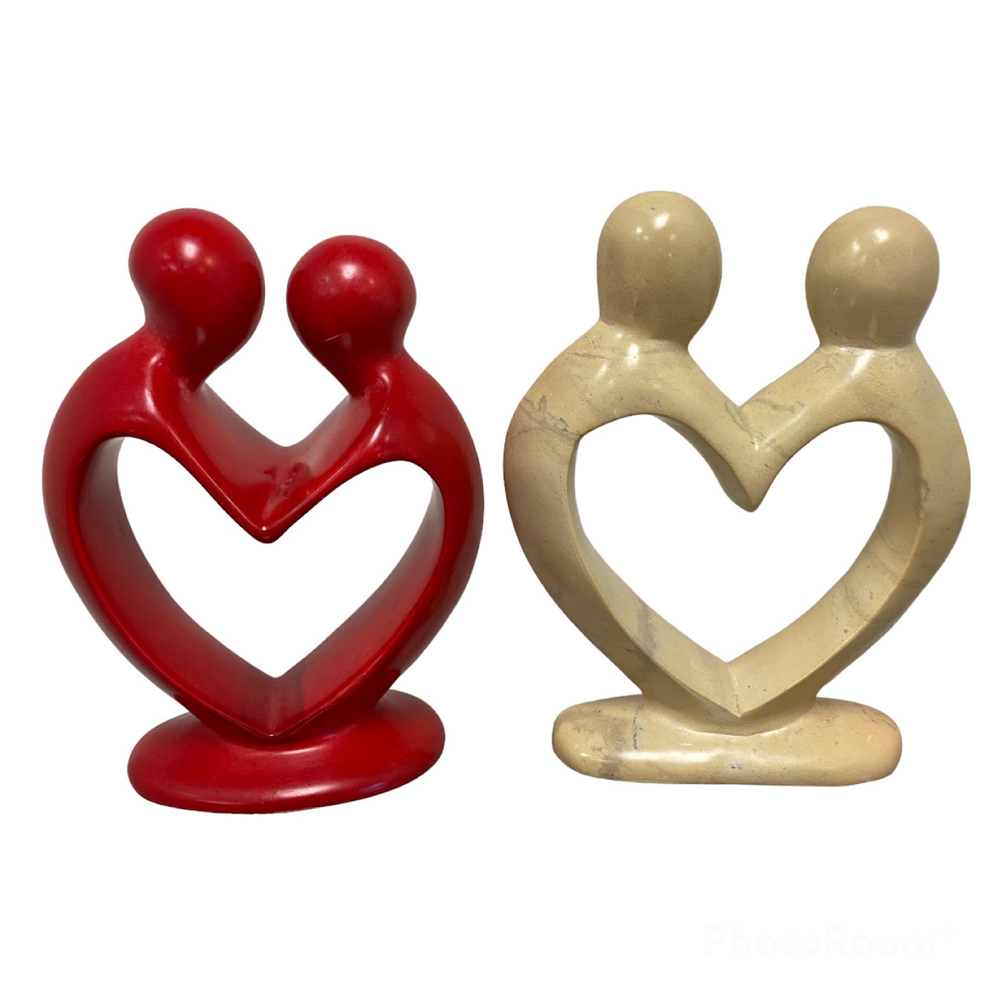 Soapstone Lovers Heart - Soap stone Figurine| Family Carved Sculpture| Kenya Soapstone carving| Family sculpture 4 Inch