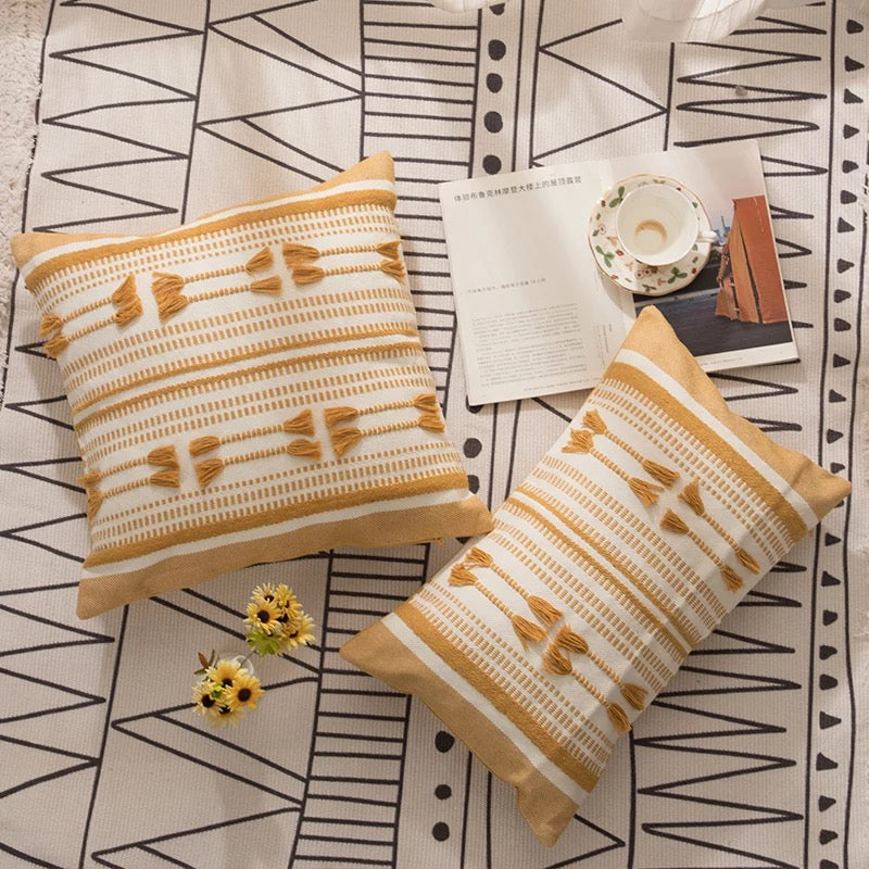 Woven Pillow Cover Hand Threading Pillow Cushion Cover New for Home Decoration Design Boho Style Cotton Square Knitted Accept - Tobmarc Home Decor & Gifts 