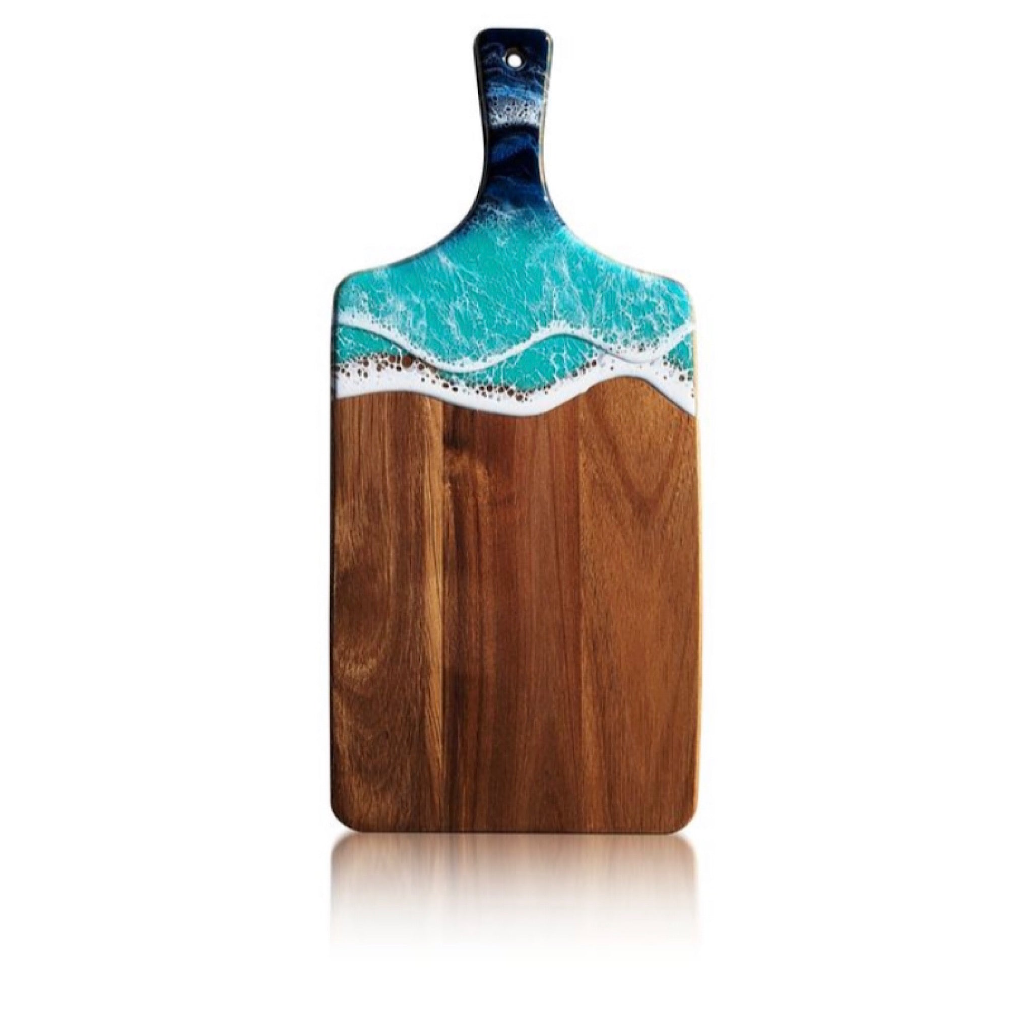 Wood Cutting Board with Resin Ocean Charcuterie Platter- coaster Realistic Blue Wave Art
