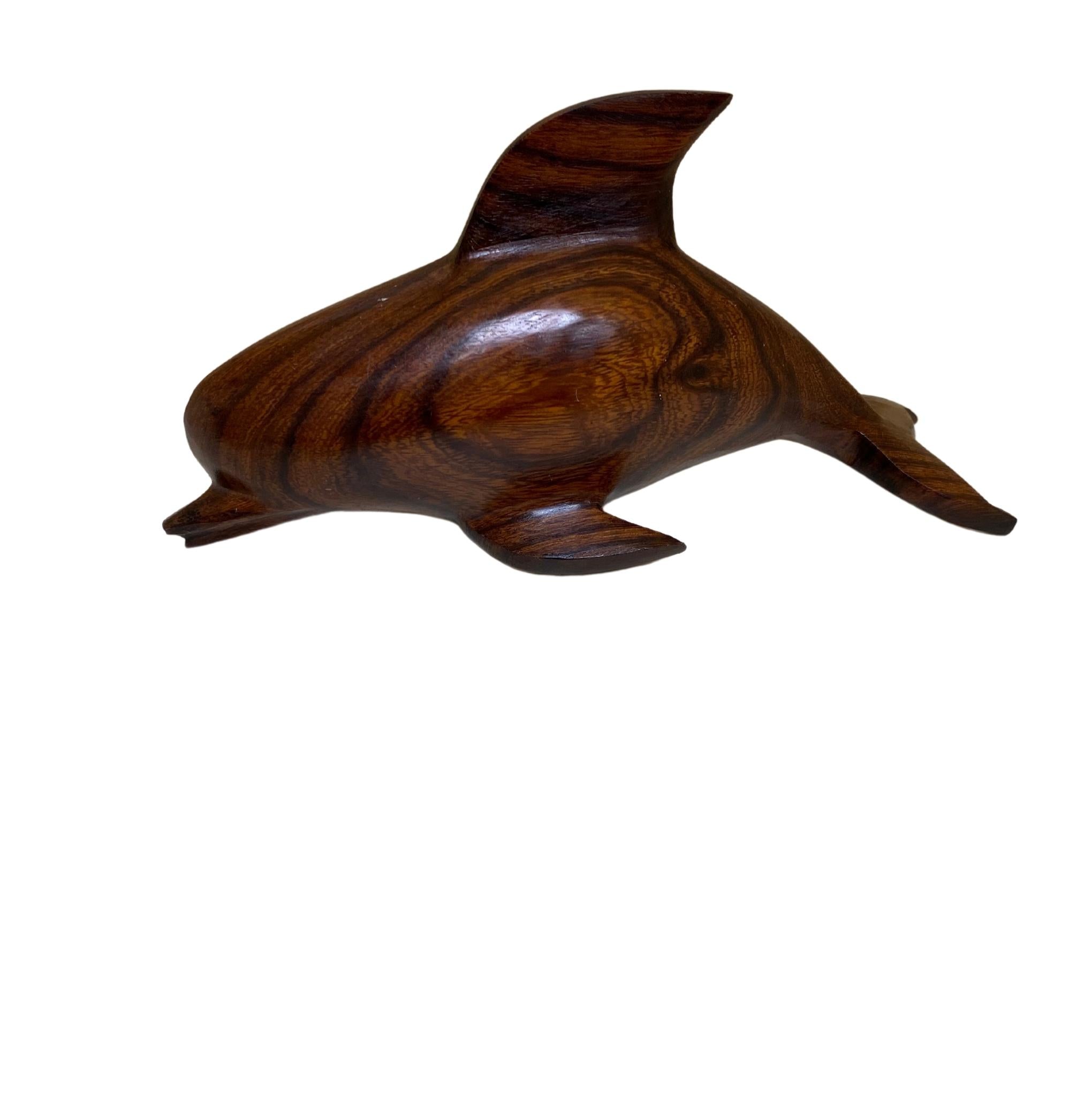 Vintage Ironwood Wood Hand Carved Dolphin Figurine Sculpture 6” - Tobmarc Home Decor & Gifts 
