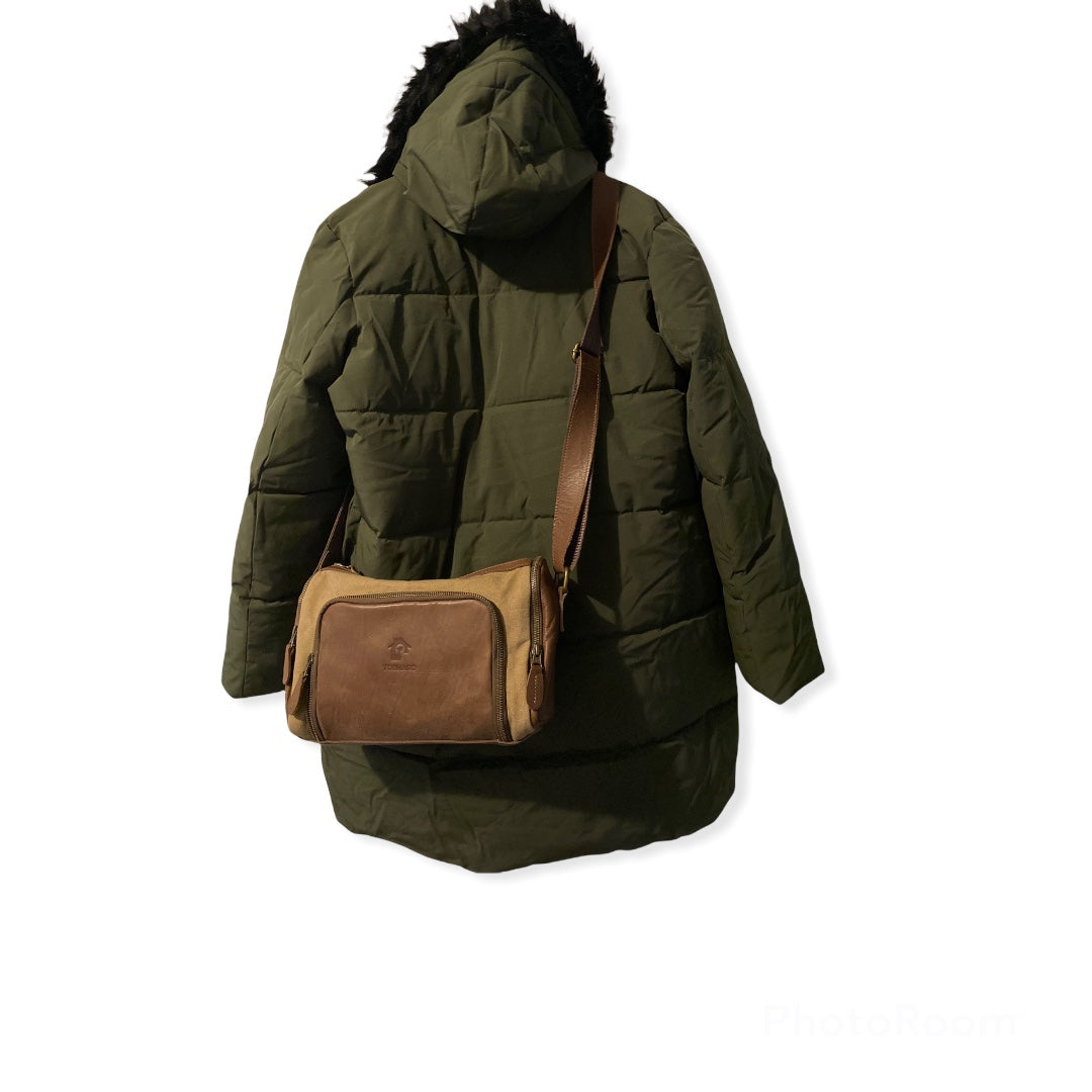CANVAS CROSSBODY BAG, Leather Camera Bag, Army Green Military Canvas Crossbody Hiking Bag, Eco Friendly Crossbody Bag A - Tobmarc Home Decor & Gifts 