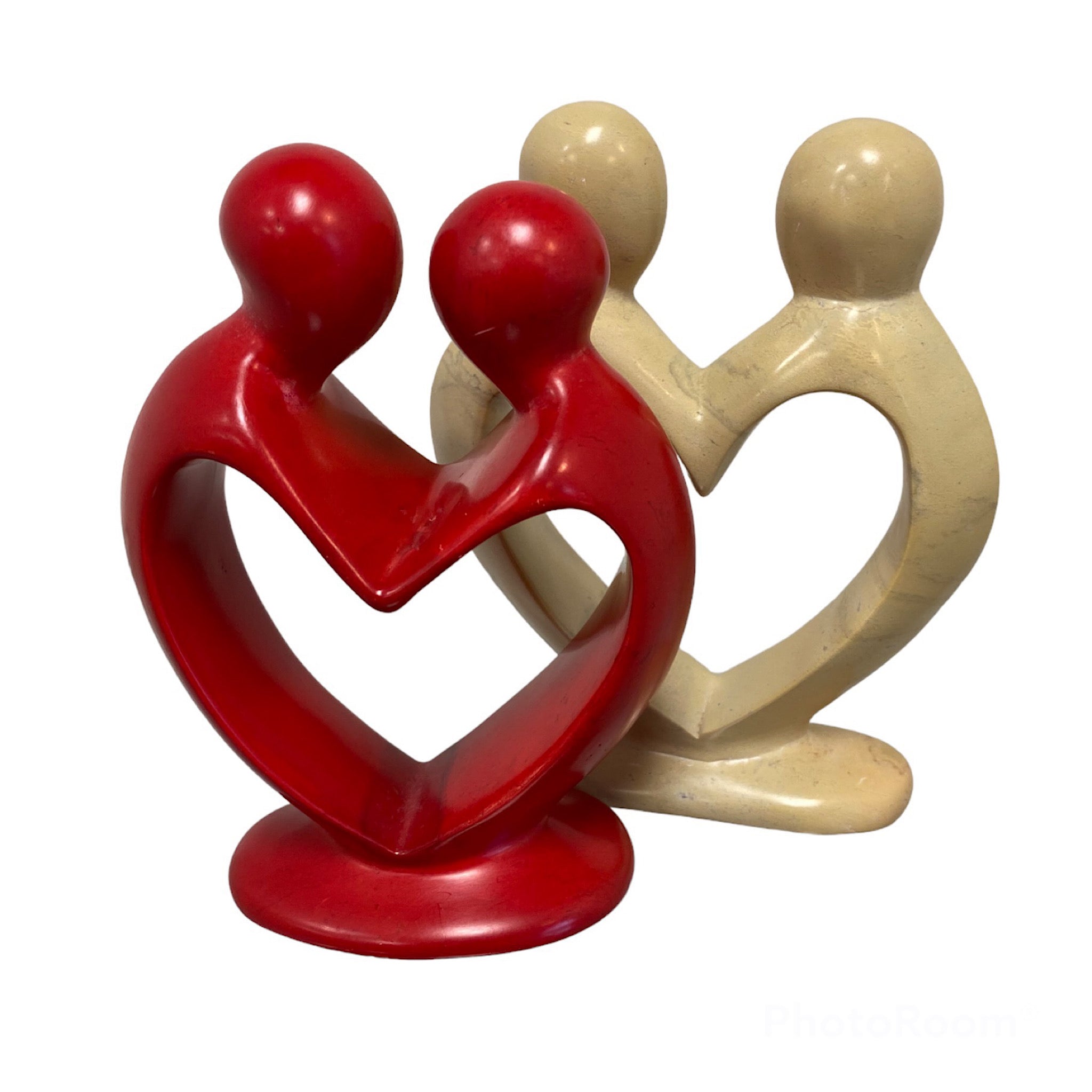 Soapstone Lovers Heart - Soap stone Figurine| Family Carved Sculpture| Kenya Soapstone carving| Family sculpture 4 Inch