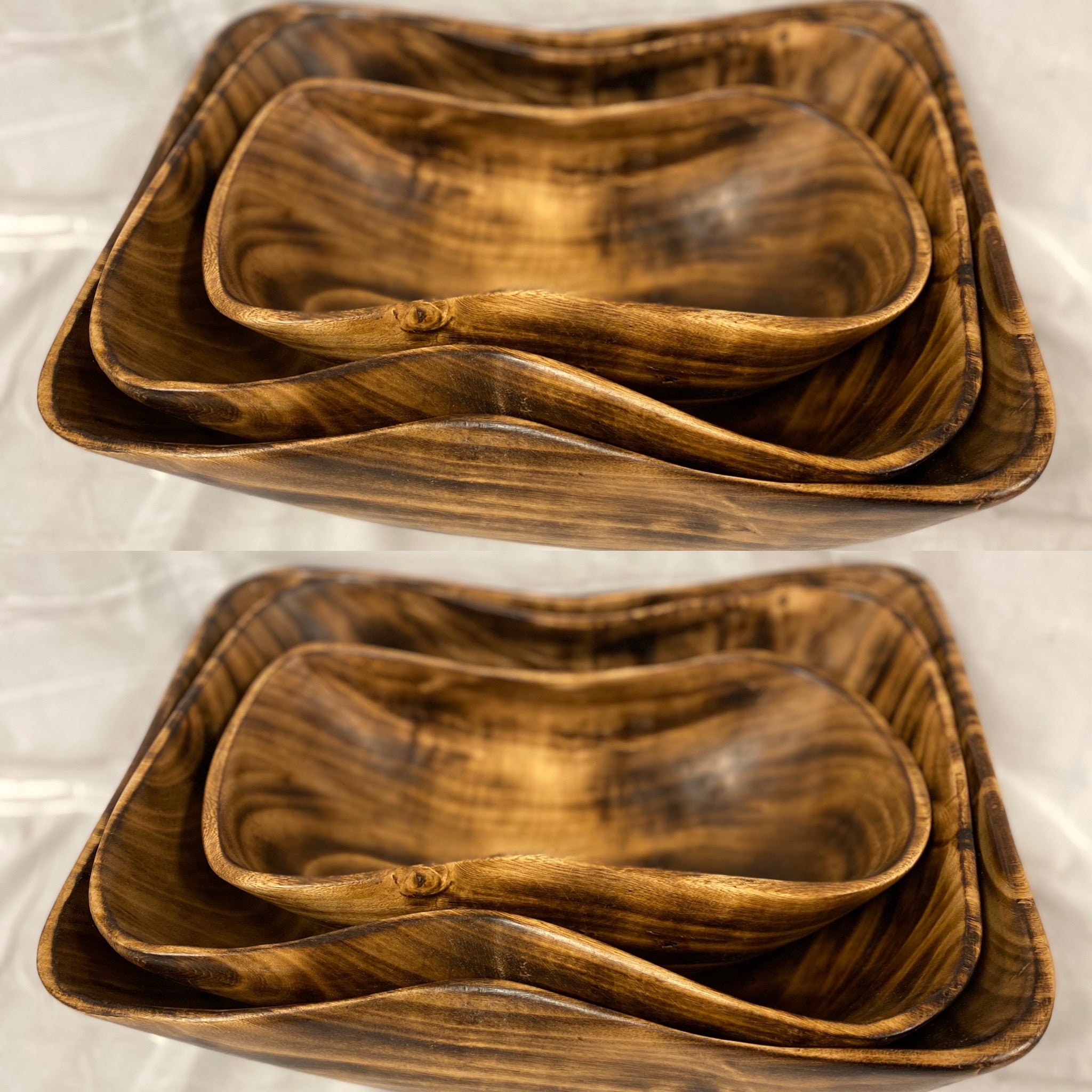 WHOLESALE POKOT  BOWL   Set is 2, Nesting Serving Bowls, Handcrafted Nested Jacaranda Bowls Salad serving Bowl - Tobmarc Home Decor & Gifts 