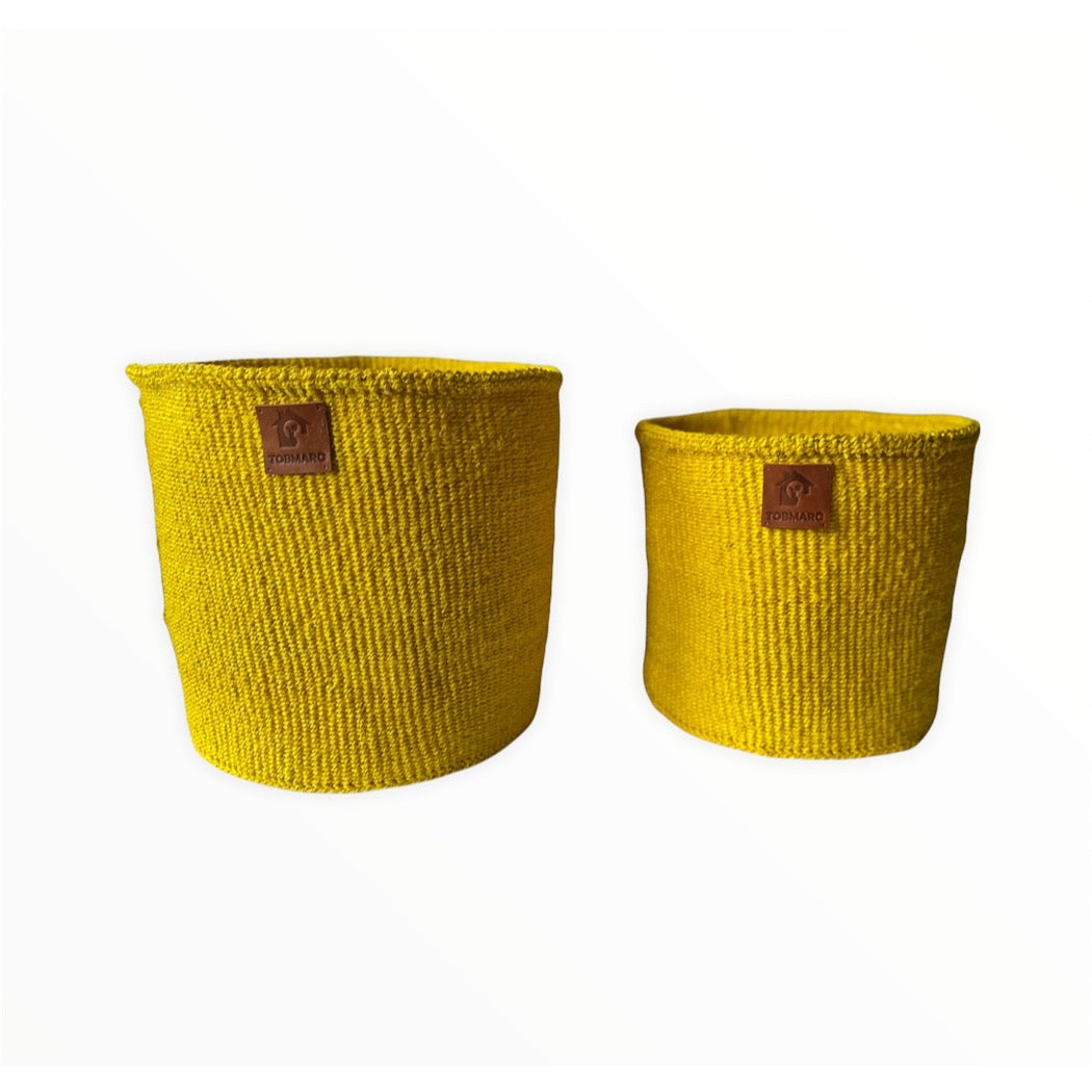 YELLHAND3 -Hand Woven Baskets, Bag with Leather Handles - Tobmarc Home Decor & Gifts 