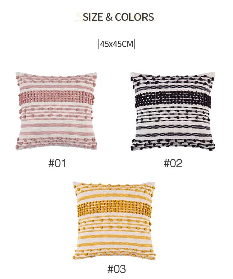 Woven Pillow Cover Hand Threading Pillow Cushion Cover New for Home Decoration Design Boho Style Cotton Square Knitted Accept - Tobmarc Home Decor & Gifts 