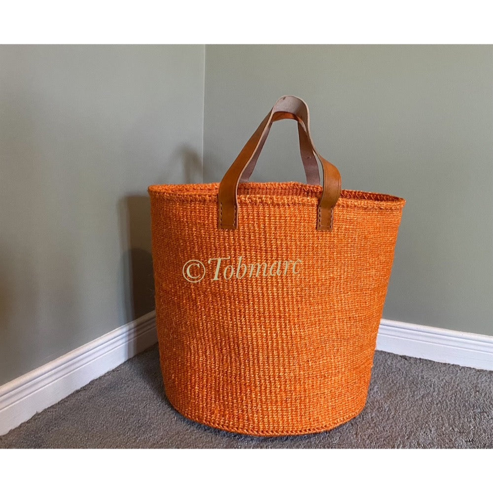 Woven basket, African basket, Market basket with leather handles, Woven tote bags, African storage basket, Gift for her, African bags - Tobmarc Home Decor & Gifts 