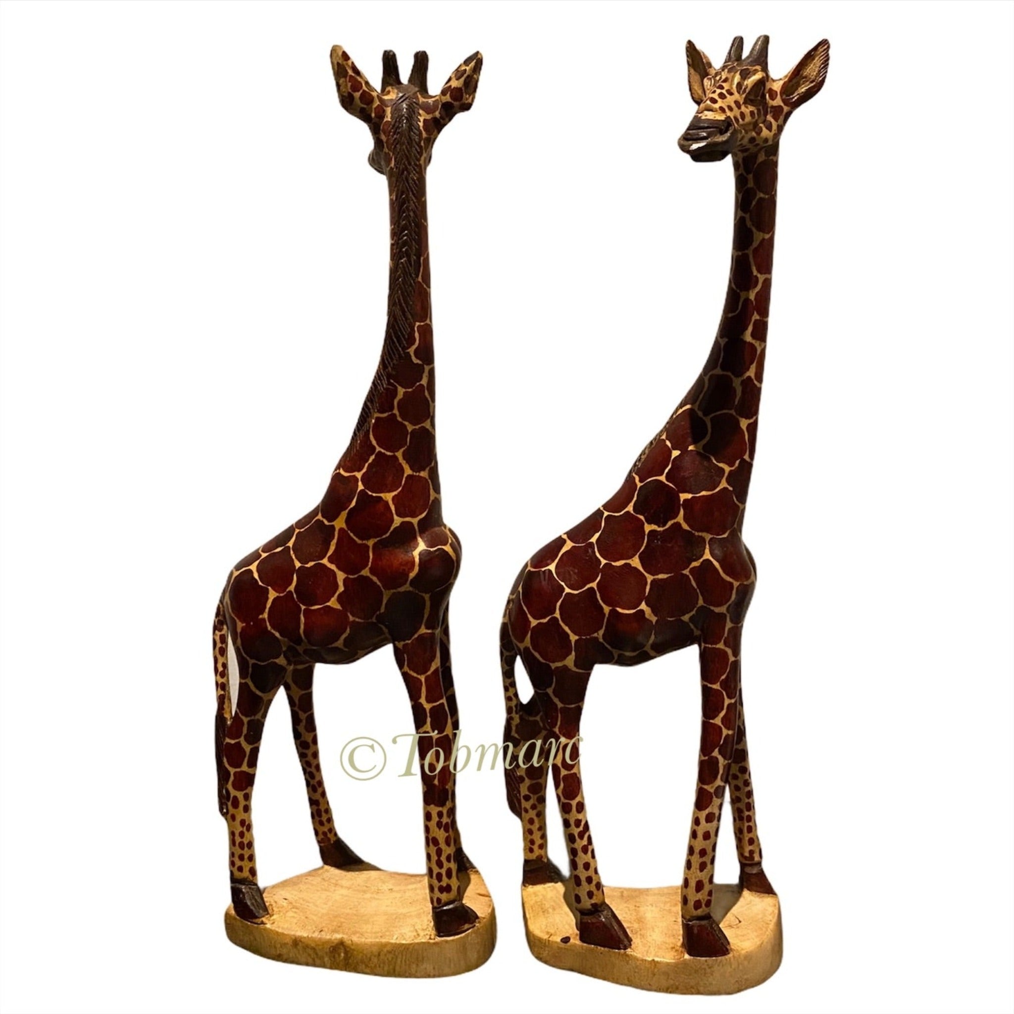 18” Wooden Giraffe sculpture, African Handcrafted Giraffe, decor - Tobmarc Home Decor & Gifts 