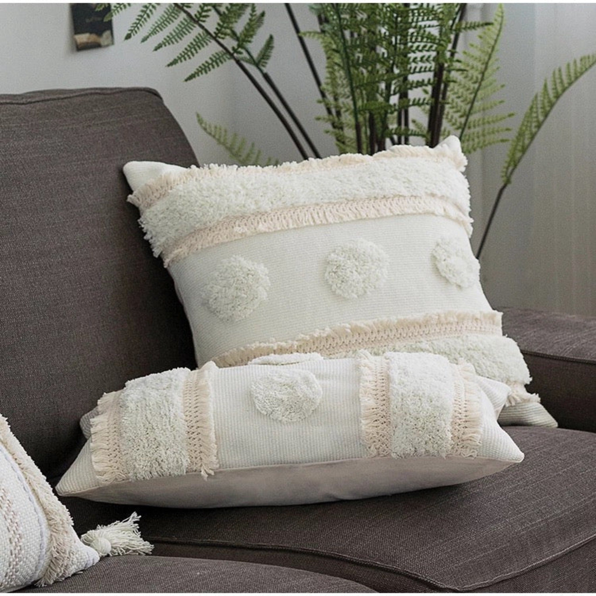 DECORATIVE THROW Pillow Covers Tribal Boho Woven Tufted Pillowcase with Tassels  Cushion Case - Tobmarc Home Decor & Gifts 