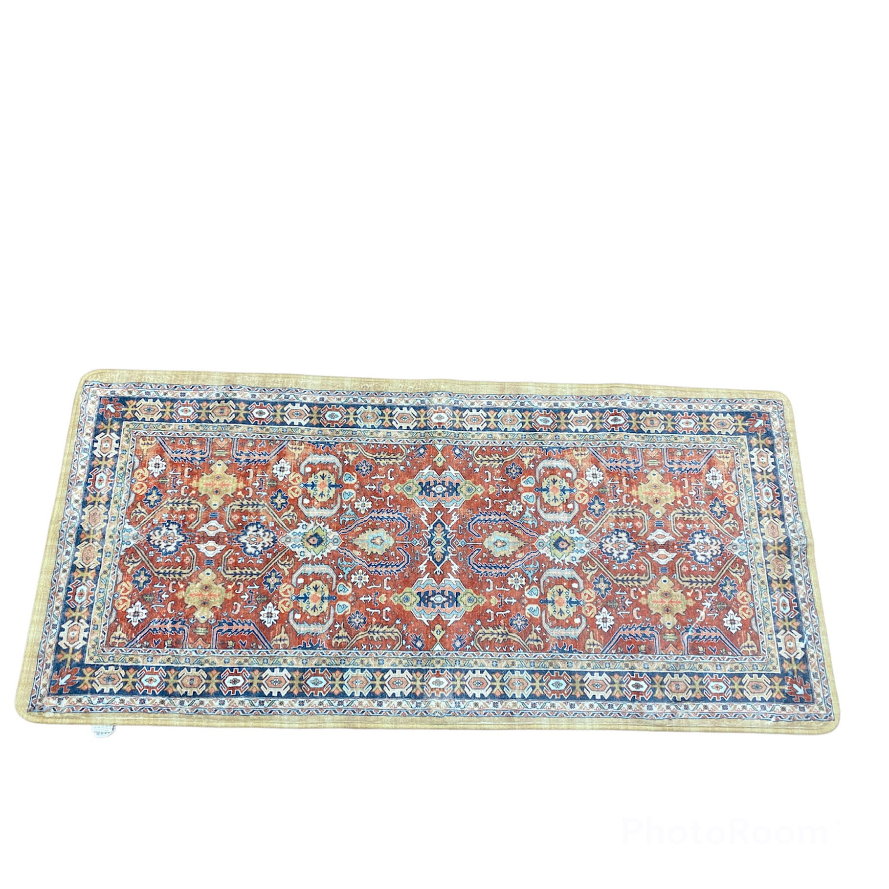 Persian Distressed Small Entryway Rug Doormat Bohemian Faux Wool Non-Slip Washable Low-Pile Floor Carpet for Indoor Front Entrance Kitchen BathroomBedside Rug