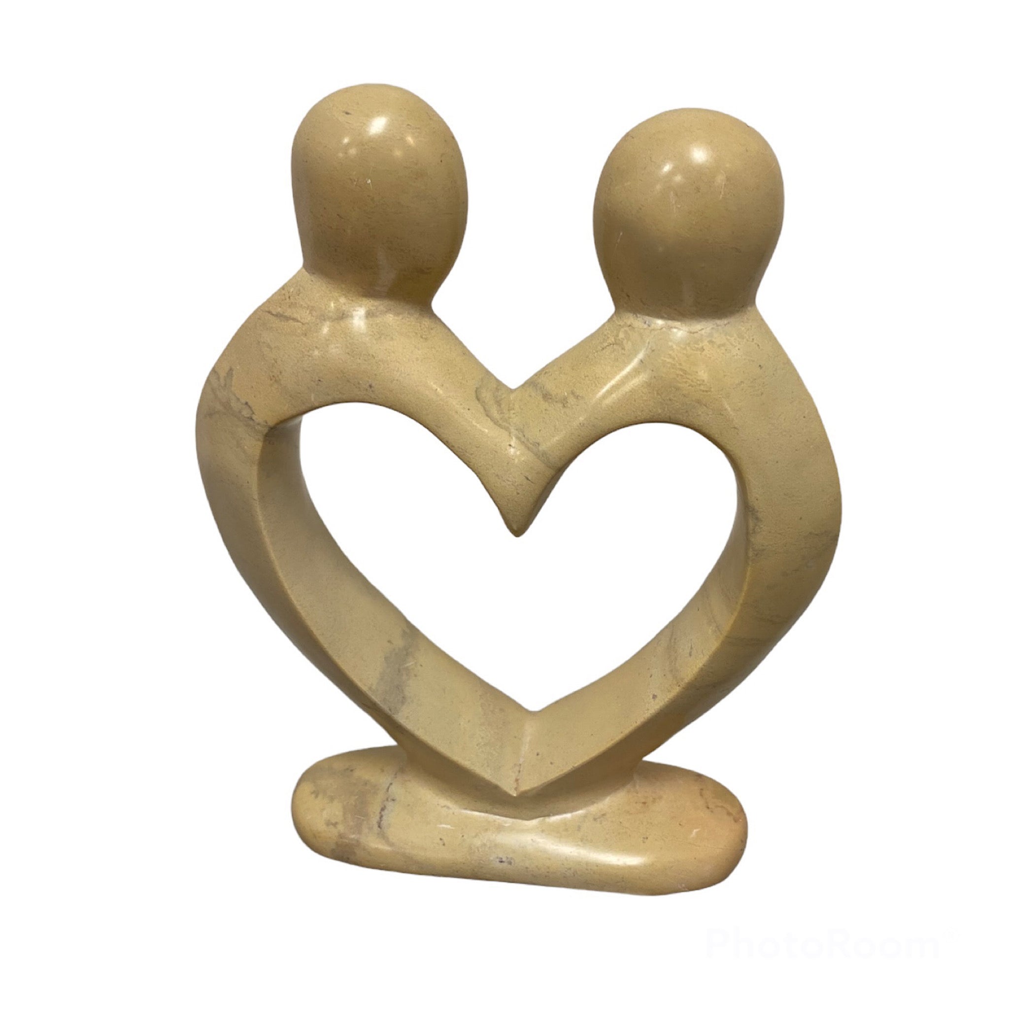 Soapstone Lovers Heart - Soap stone Figurine| Family Carved Sculpture| Kenya Soapstone carving| Family sculpture 4 Inch