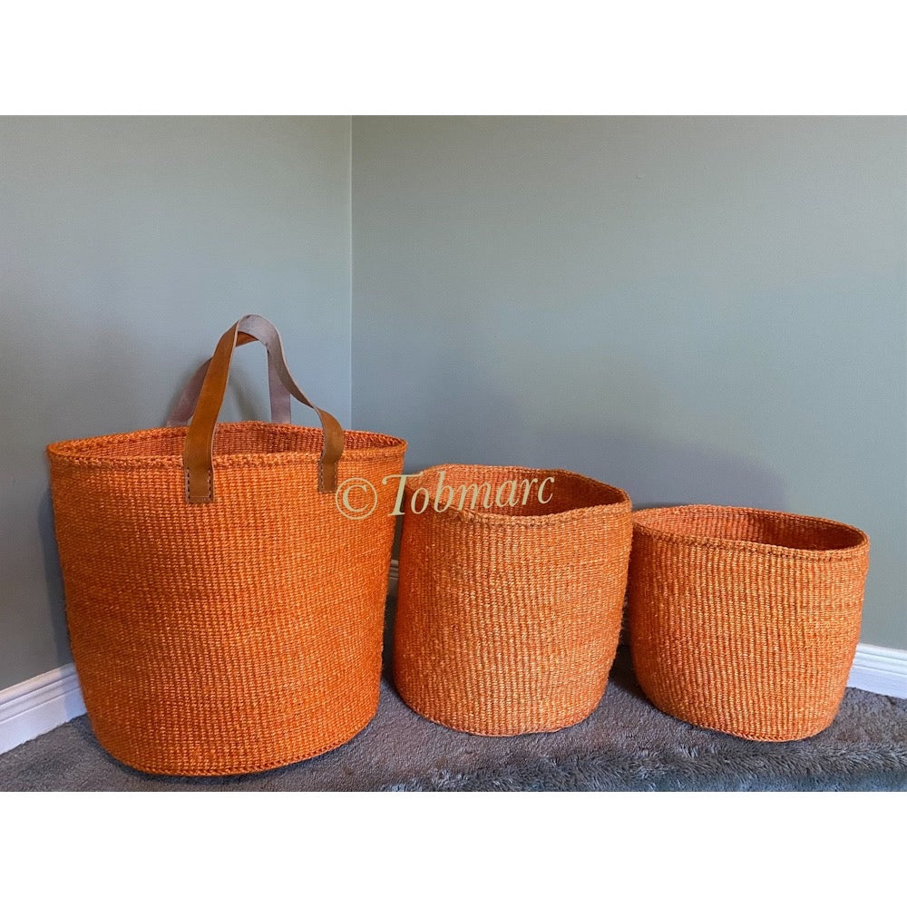Woven basket, African basket, Market basket with leather handles, Woven tote bags, African storage basket, Gift for her, African bags - Tobmarc Home Decor & Gifts 