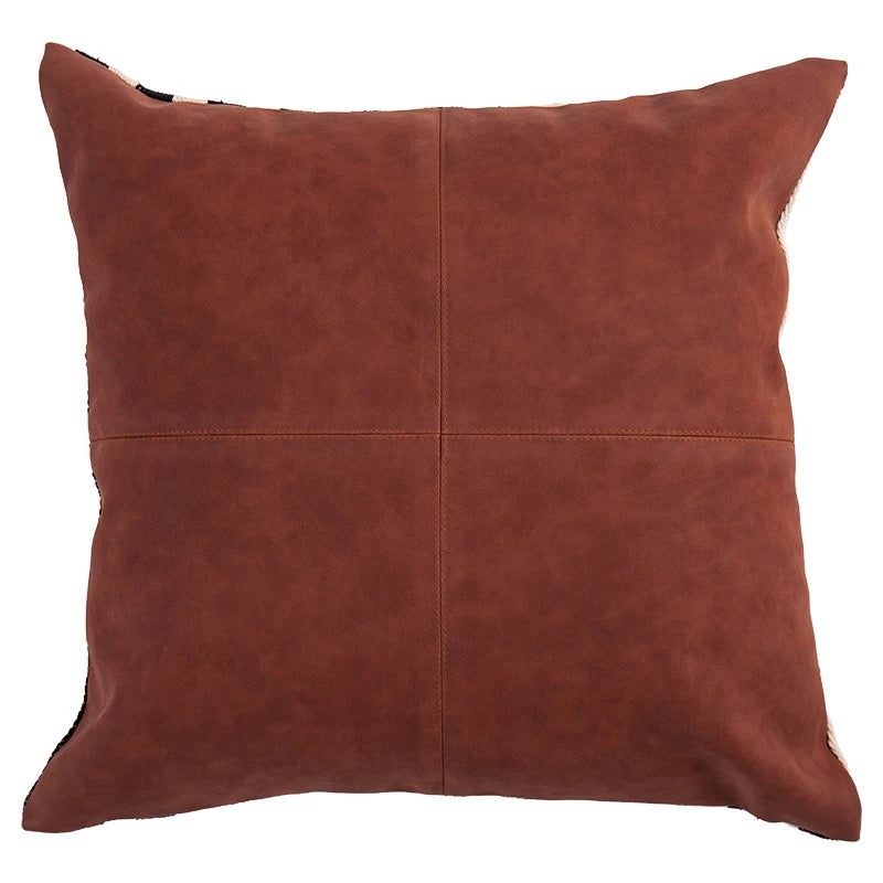 Throw Pillow Covers 18x18 Inch Boho Modern Farmhouse Neutral Decorative Pillowcases Faux Leather and Linen Cushion Case for Couch, Bed, Home Decor - Tobmarc Home Decor & Gifts 