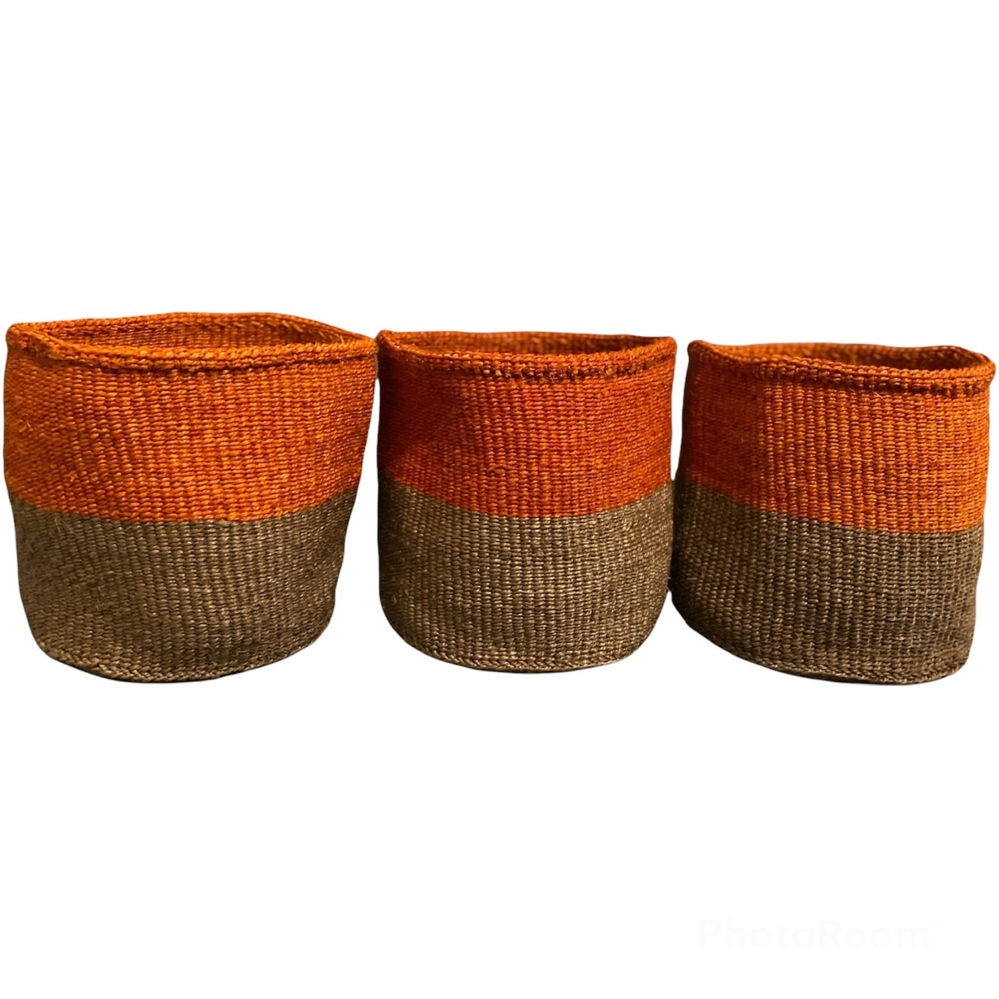 DECORATIVE STORAGE BASKET  African Handwoven Sisal Basket for toys and Home Decor 9”x9” Set of 3 - Tobmarc Home Decor & Gifts 