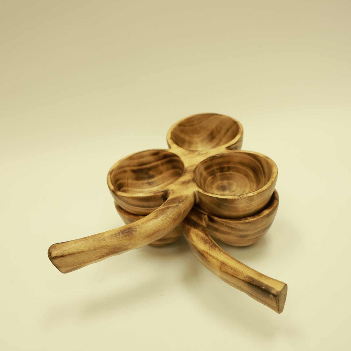 Tri shaped Dough Bowl and Handle, Candle Wax Dough Bowl, wooden Snack bowl - Tobmarc Home Decor & Gifts 