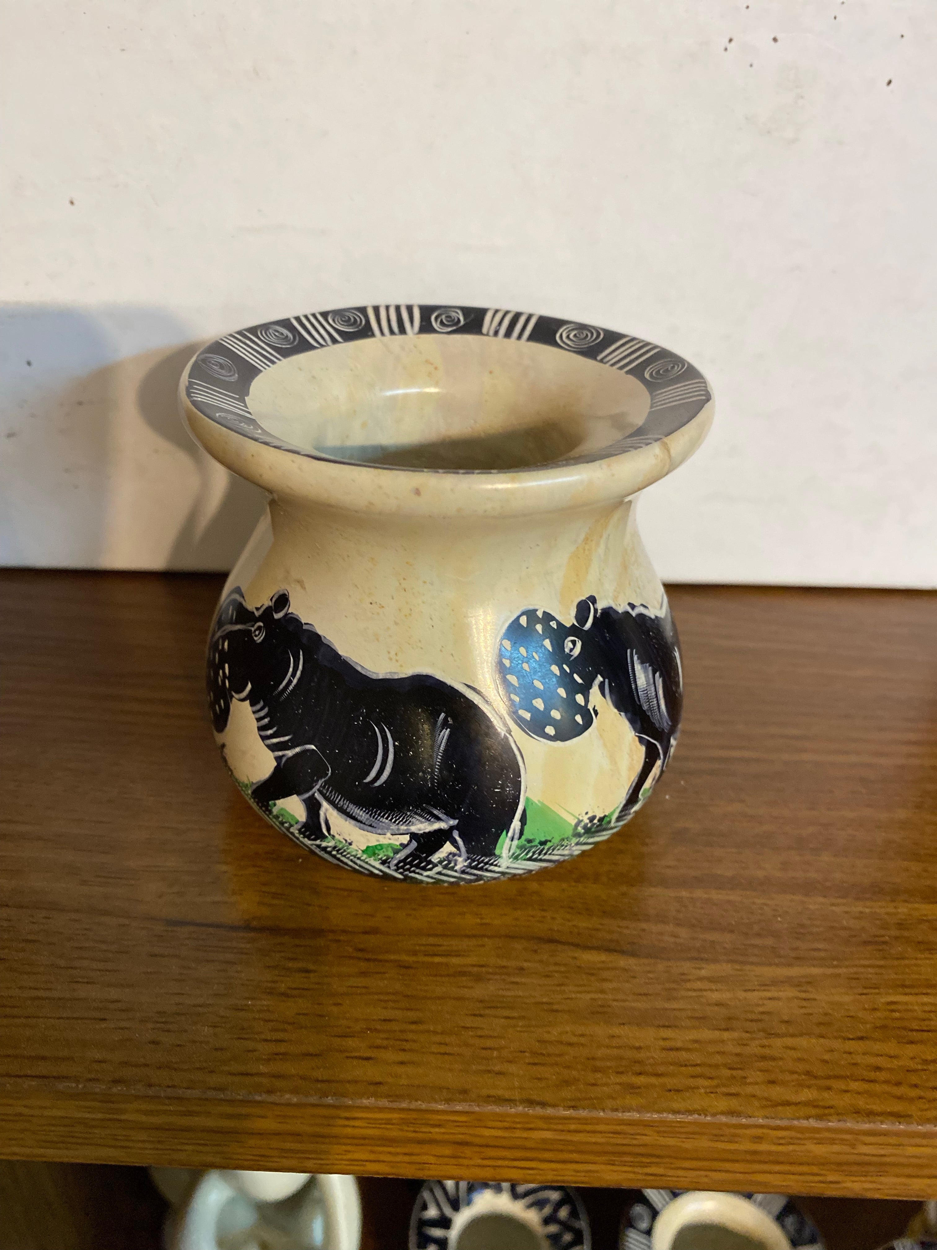 Kenya Hand Carved Soapstone Bowl Vase , Animal decorated pots made of Soapstone - Tobmarc Home Decor & Gifts 