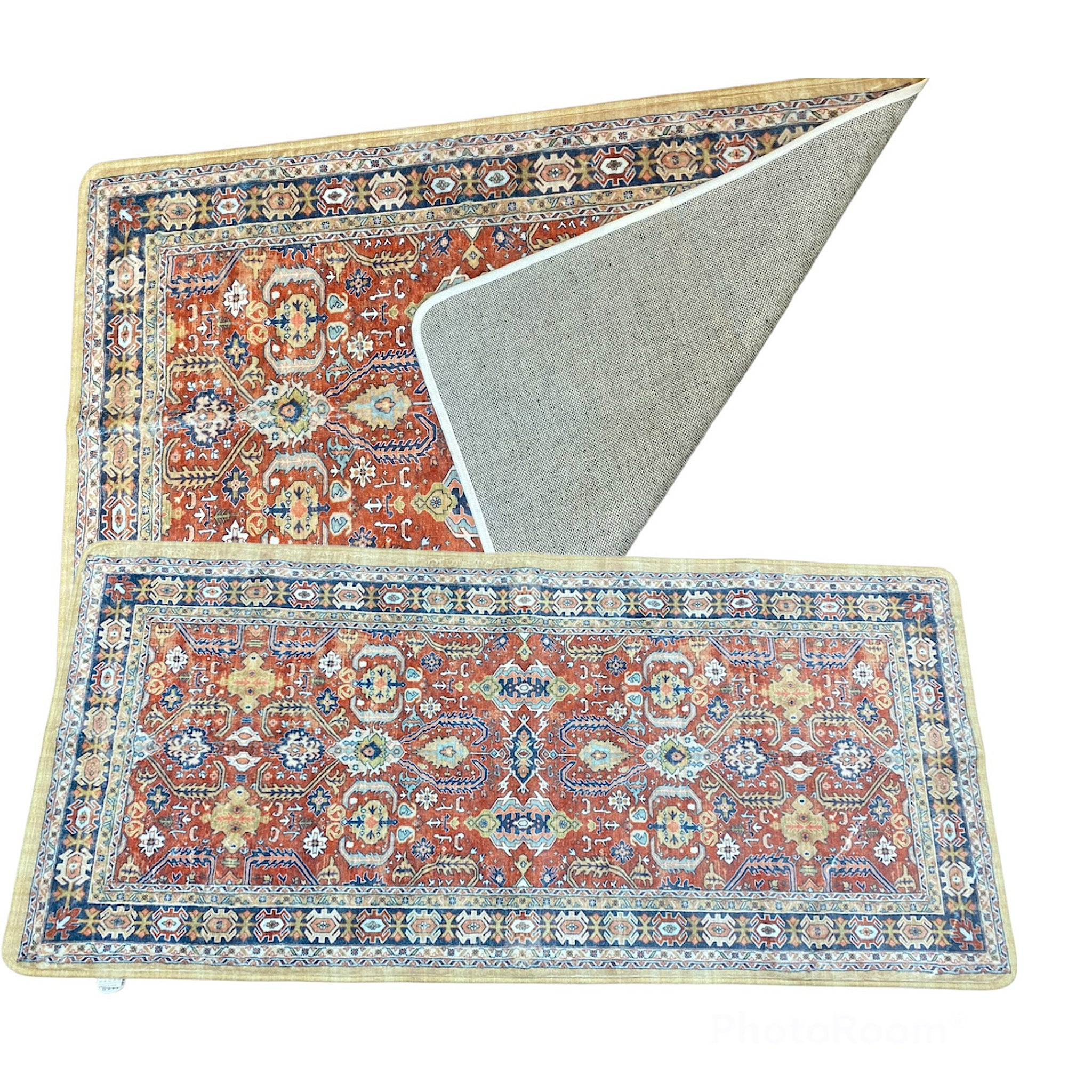 Persian Distressed Small Entryway Rug Doormat Bohemian Faux Wool Non-Slip Washable Low-Pile Floor Carpet for Indoor Front Entrance Kitchen BathroomBedside Rug