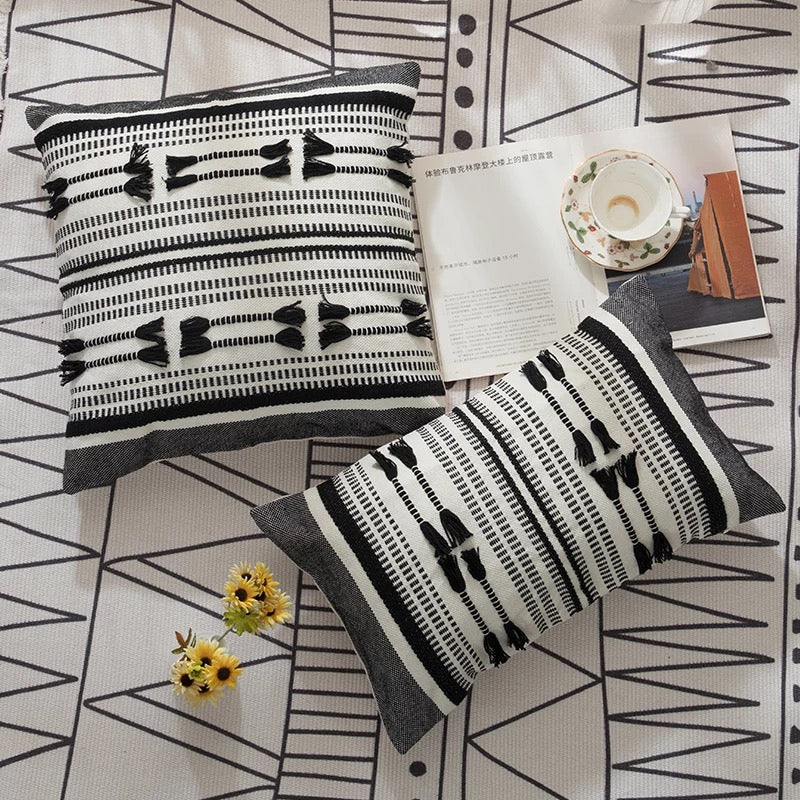 Woven Pillow Cover Hand Threading Pillow Cushion Cover New for Home Decoration Design Boho Style Cotton Square Knitted Accept - Tobmarc Home Decor & Gifts 