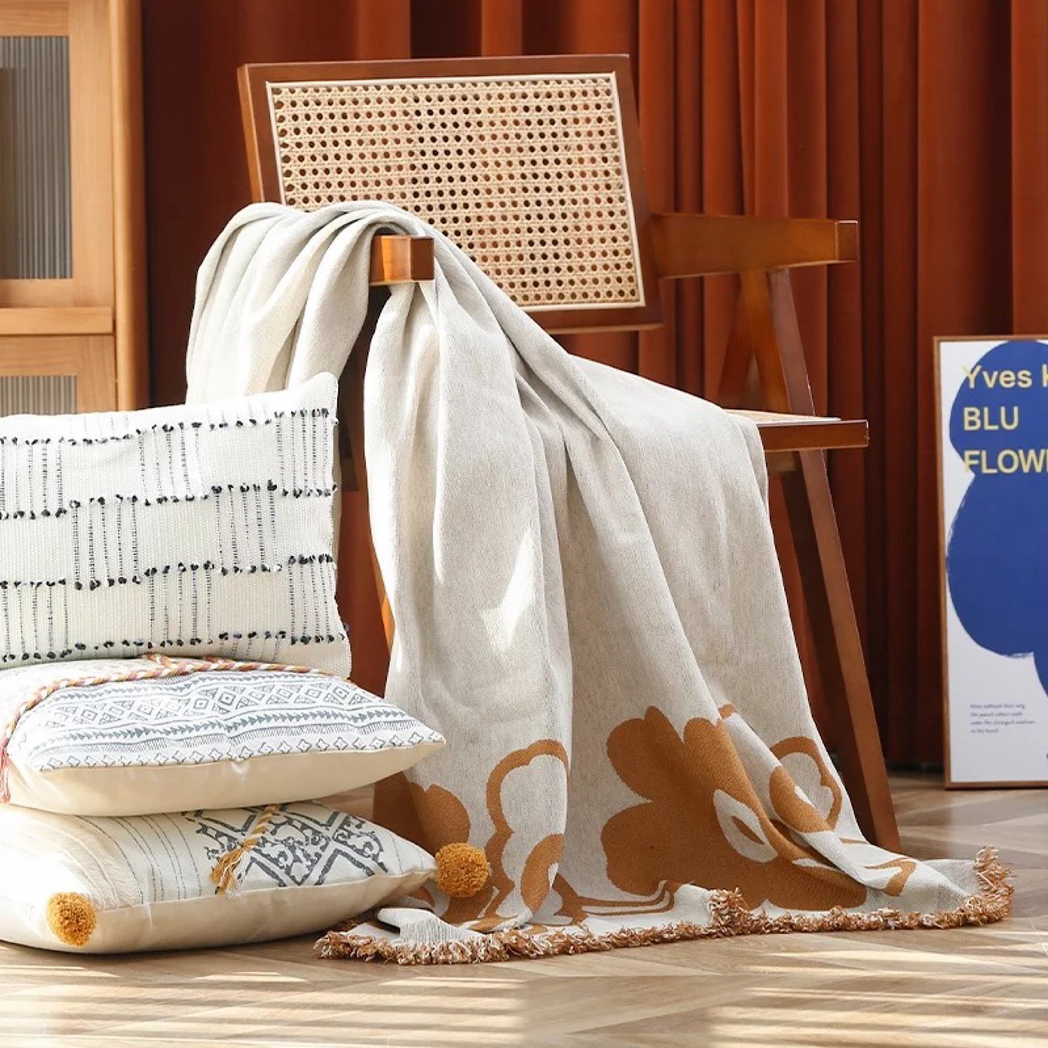 Reversible soft Knitted Throw Blanket with Decorative Tassels for Bed Sofa, Couch Throw 180cm x230cm - Tobmarc Home Decor & Gifts 