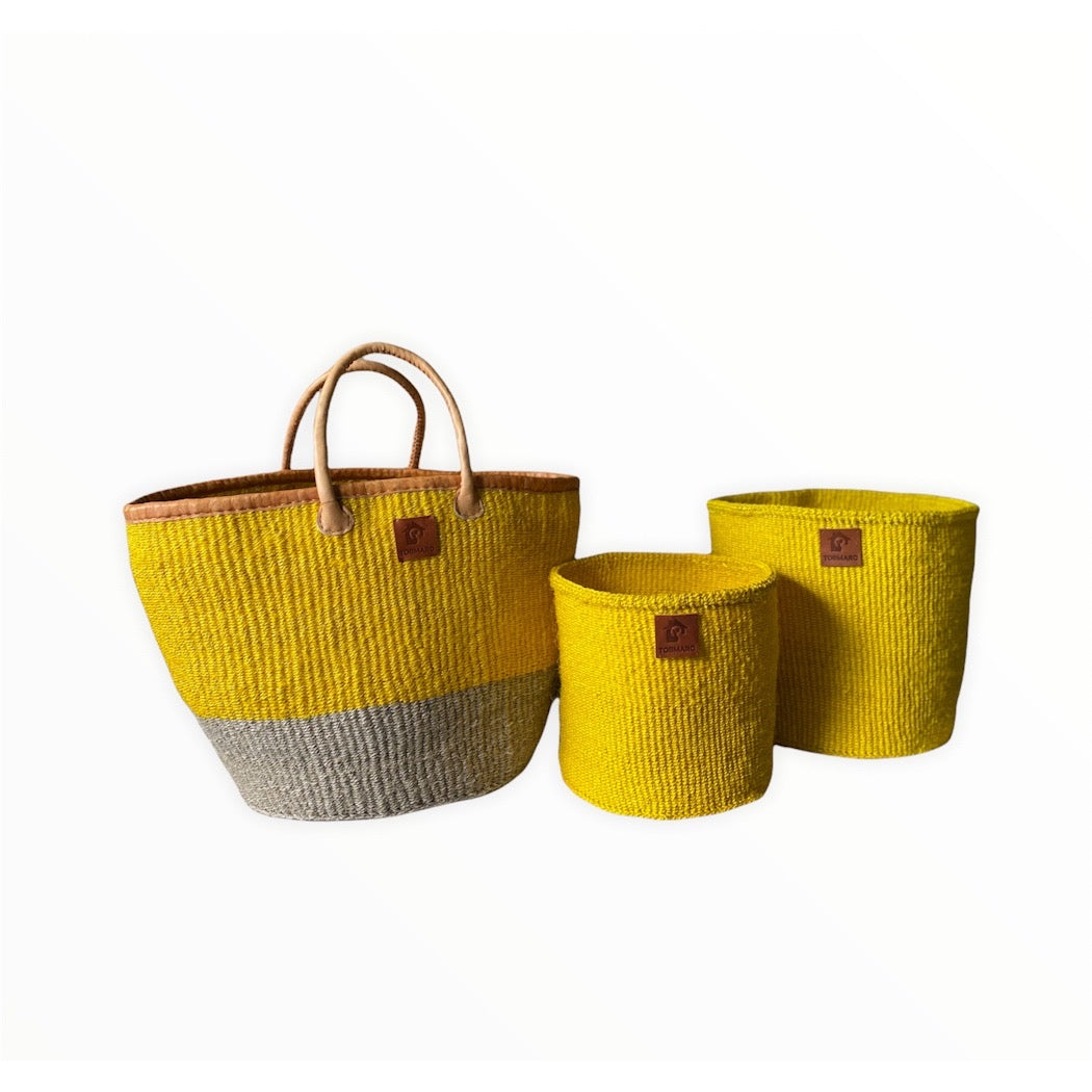 YELLHAND3 -Hand Woven Baskets, Bag with Leather Handles - Tobmarc Home Decor & Gifts 