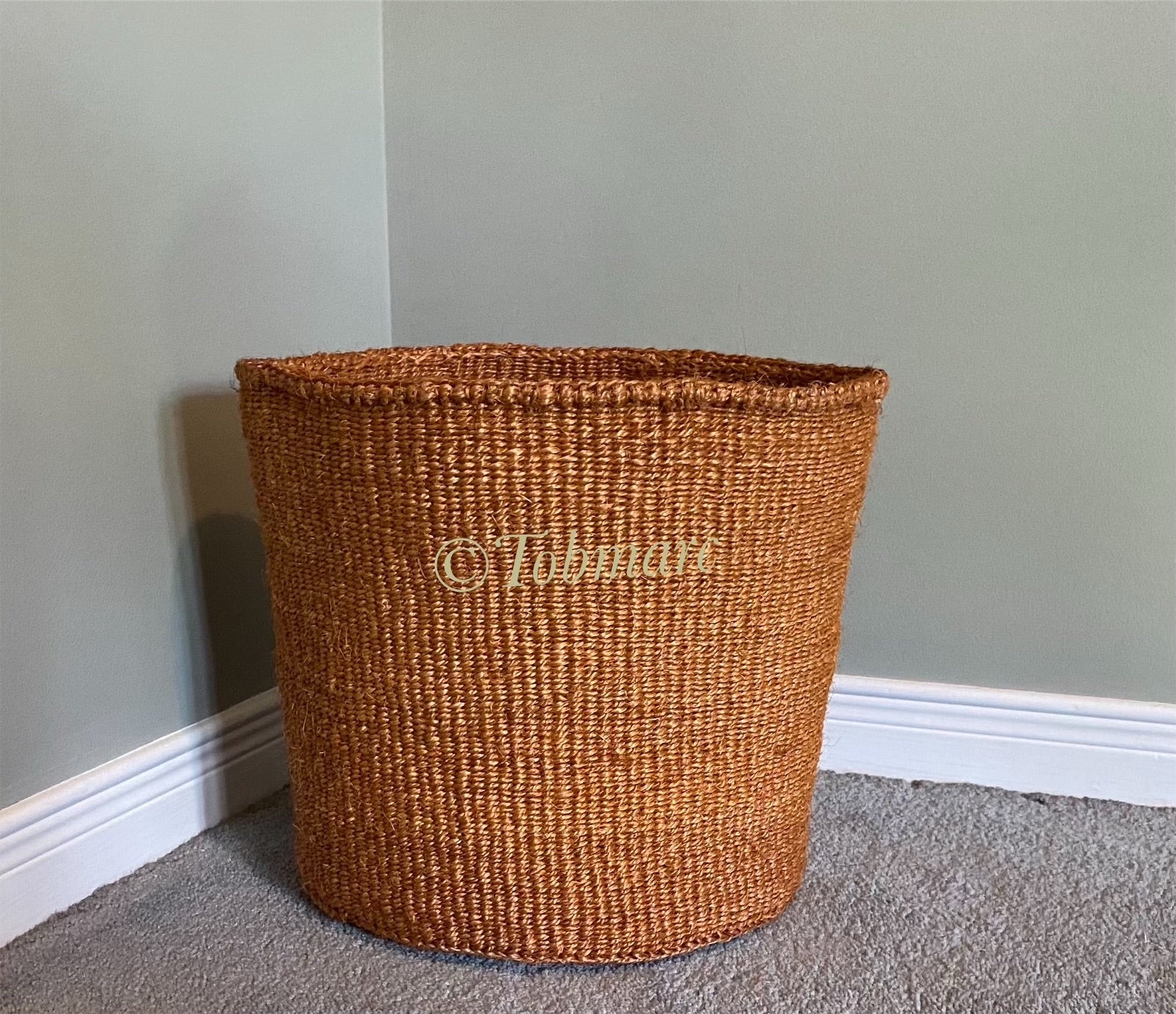 EARTHTONE2- WOVEN BASKETbasket, African basket, Market basket with leather handles, Woven tote bags, African storage basket, Gift for her, African bags - Tobmarc Home Decor & Gifts 