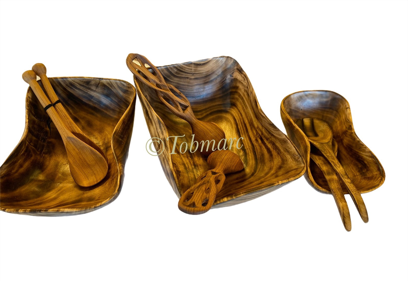 WHOLESALE POKOT  BOWL   Set is 2, Nesting Serving Bowls, Handcrafted Nested Jacaranda Bowls Salad serving Bowl - Tobmarc Home Decor & Gifts 