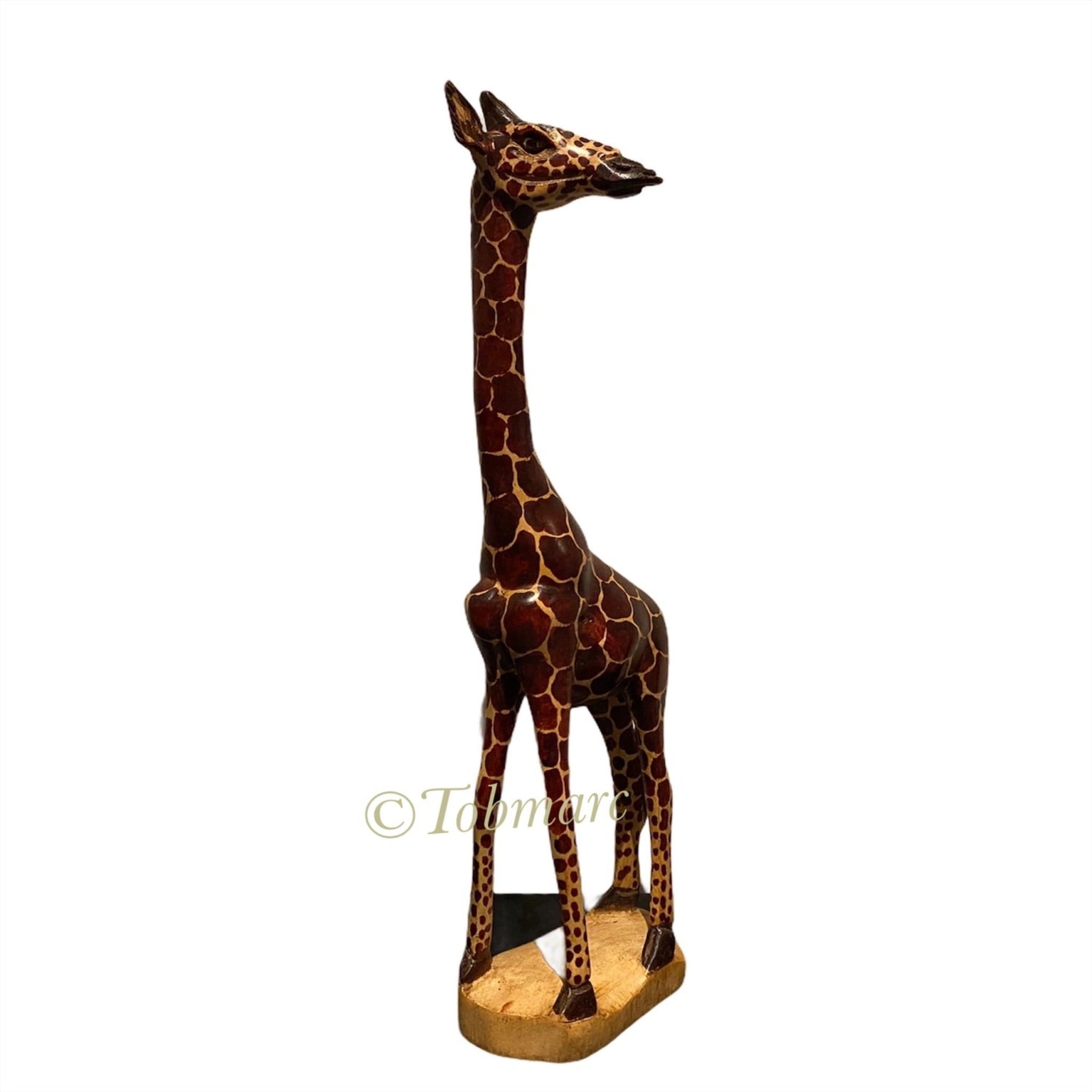 18” Wooden Giraffe sculpture, African Handcrafted Giraffe, decor - Tobmarc Home Decor & Gifts 