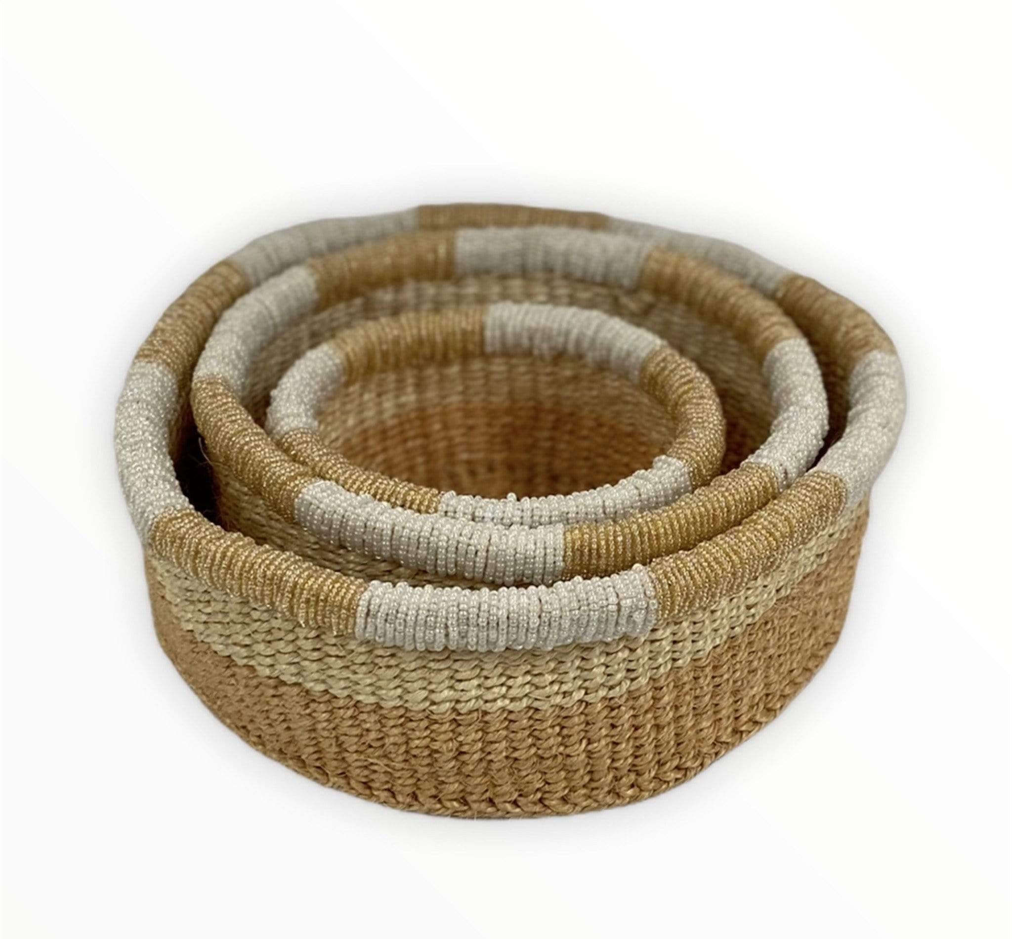 Tobmarc Home Decor & Gifts  Basket BACR TWIN  - 3 Nesting small basket , Jewelry holding baskets, Organizing Basket