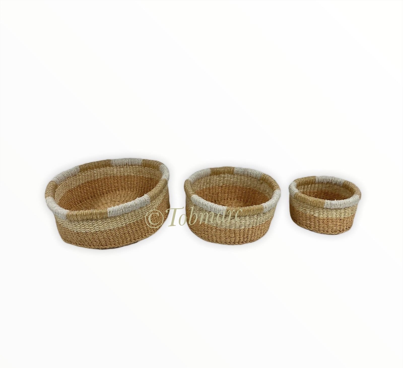 Tobmarc Home Decor & Gifts  Basket BACR TWIN  - 3 Nesting small basket , Jewelry holding baskets, Organizing Basket