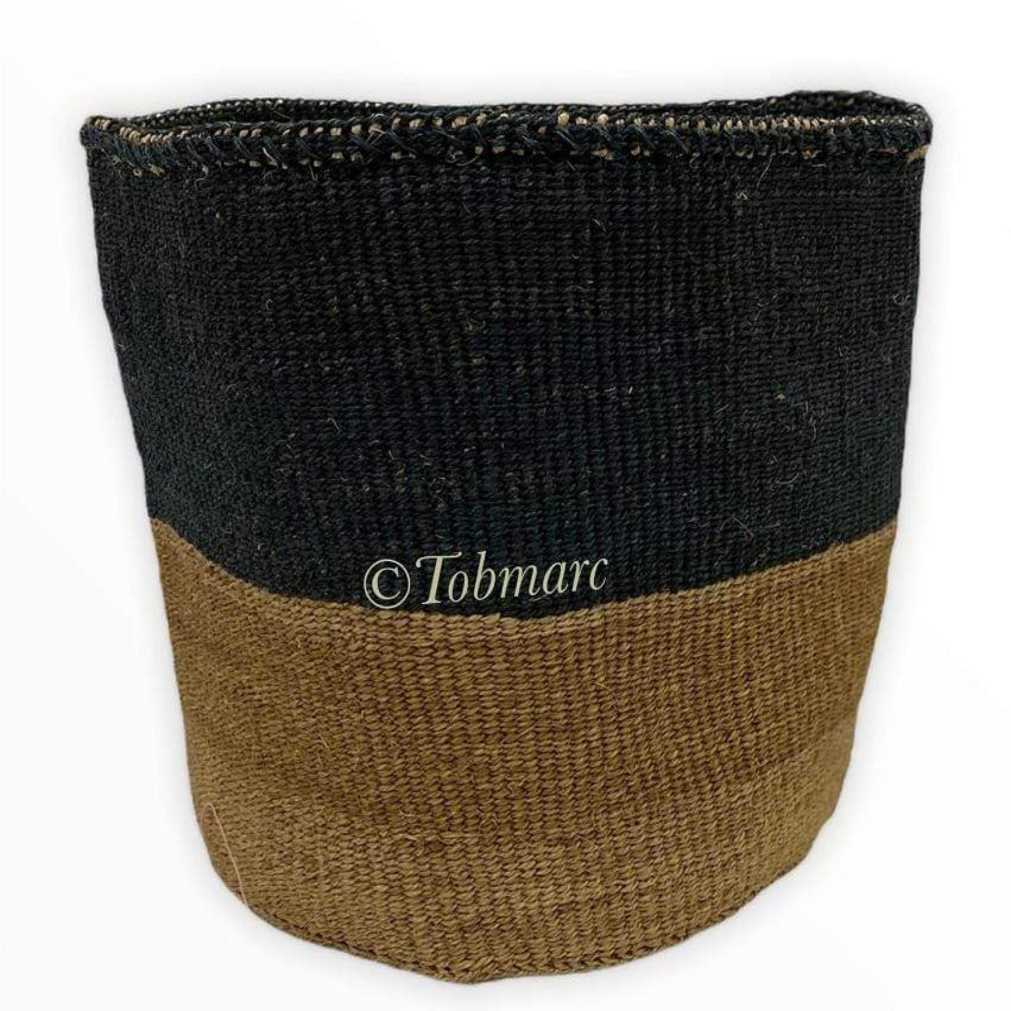Tobmarc Home Decor & Gifts  Basket BLABRO-10" Two-Tone Woven Decorative Basket,  African Basket Planters, Toy Storage Baskets