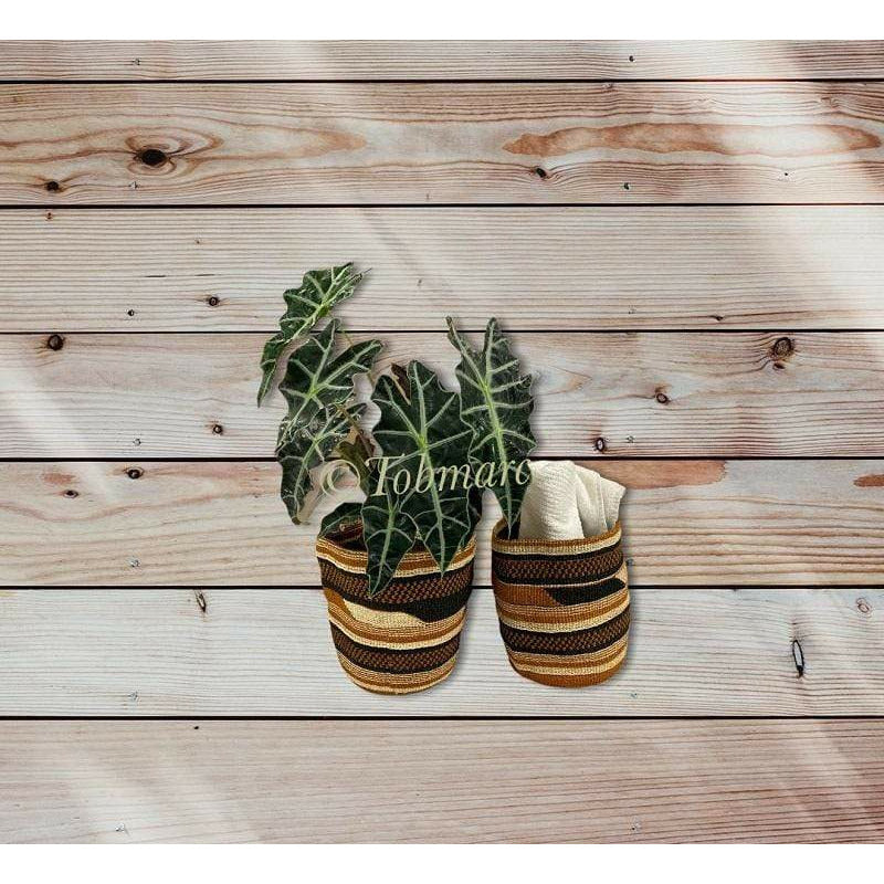 Tobmarc Home Decor & Gifts  Basket MOUNTAIN 8"-Hand Woven Basket, Storage Baskets,  Plant Basket, African Decorative Basket, Woven Toy Storage Basket