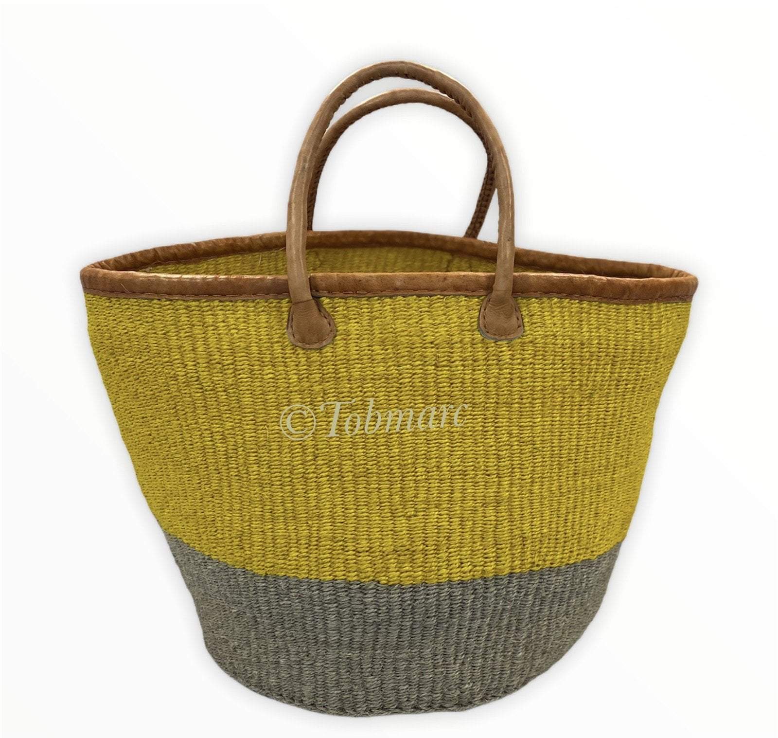 Tobmarc Home Decor & Gifts  Basket SYELGRA-Woven Baskets,Bag with Leather Handles