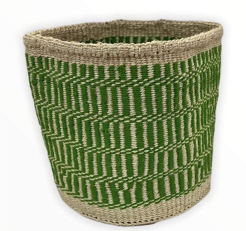 Tobmarc Home Decor & Gifts  Basket White & Green Pattern PWHIGRE-1O