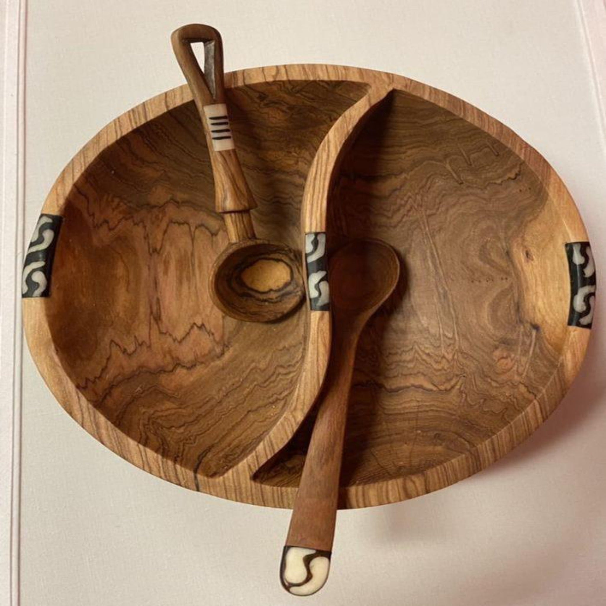 Tobmarc Home Decor & Gifts  Divided Harmony Snack Bowl and Two Spoons