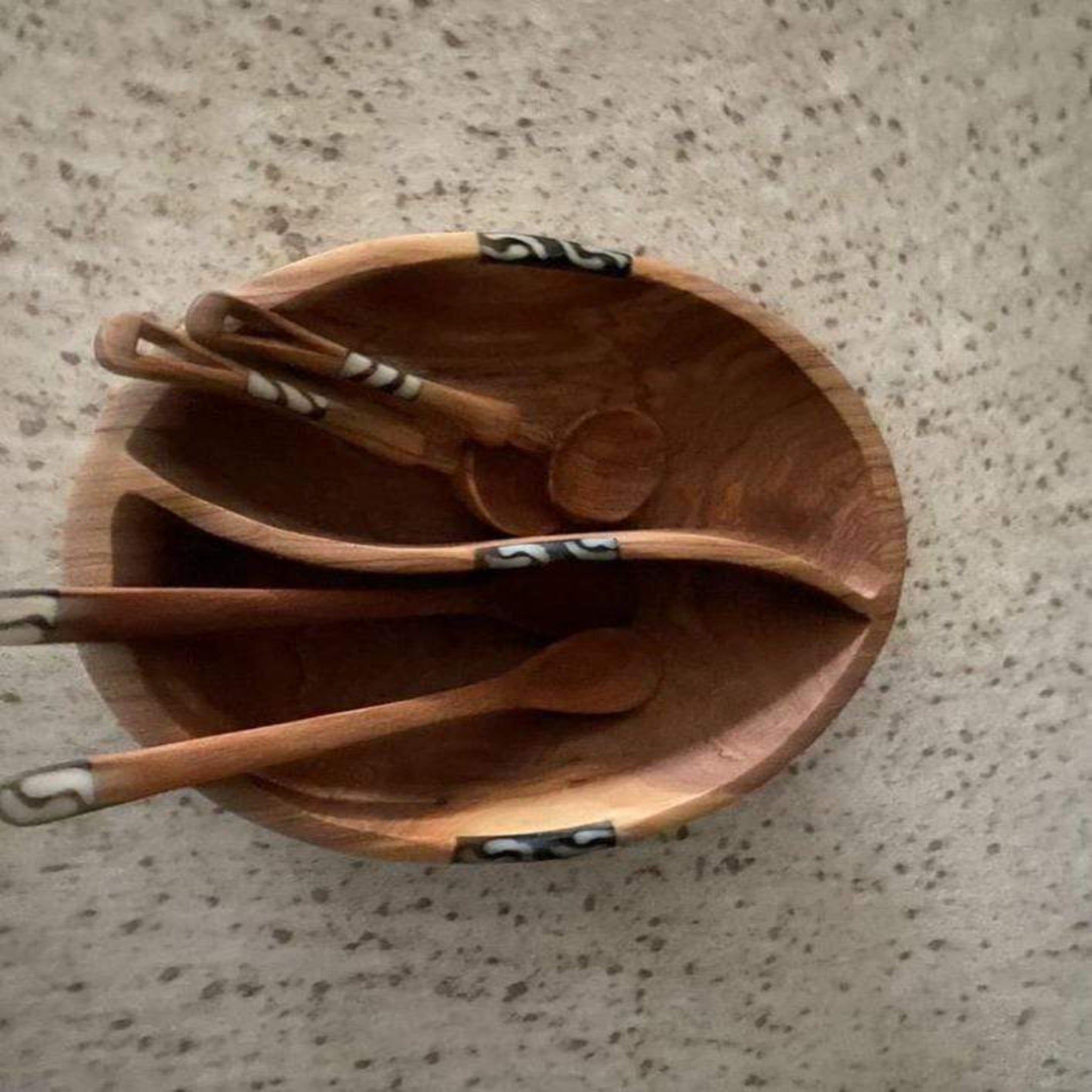 Tobmarc Home Decor & Gifts  Divided Harmony Snack Bowl and Two Spoons