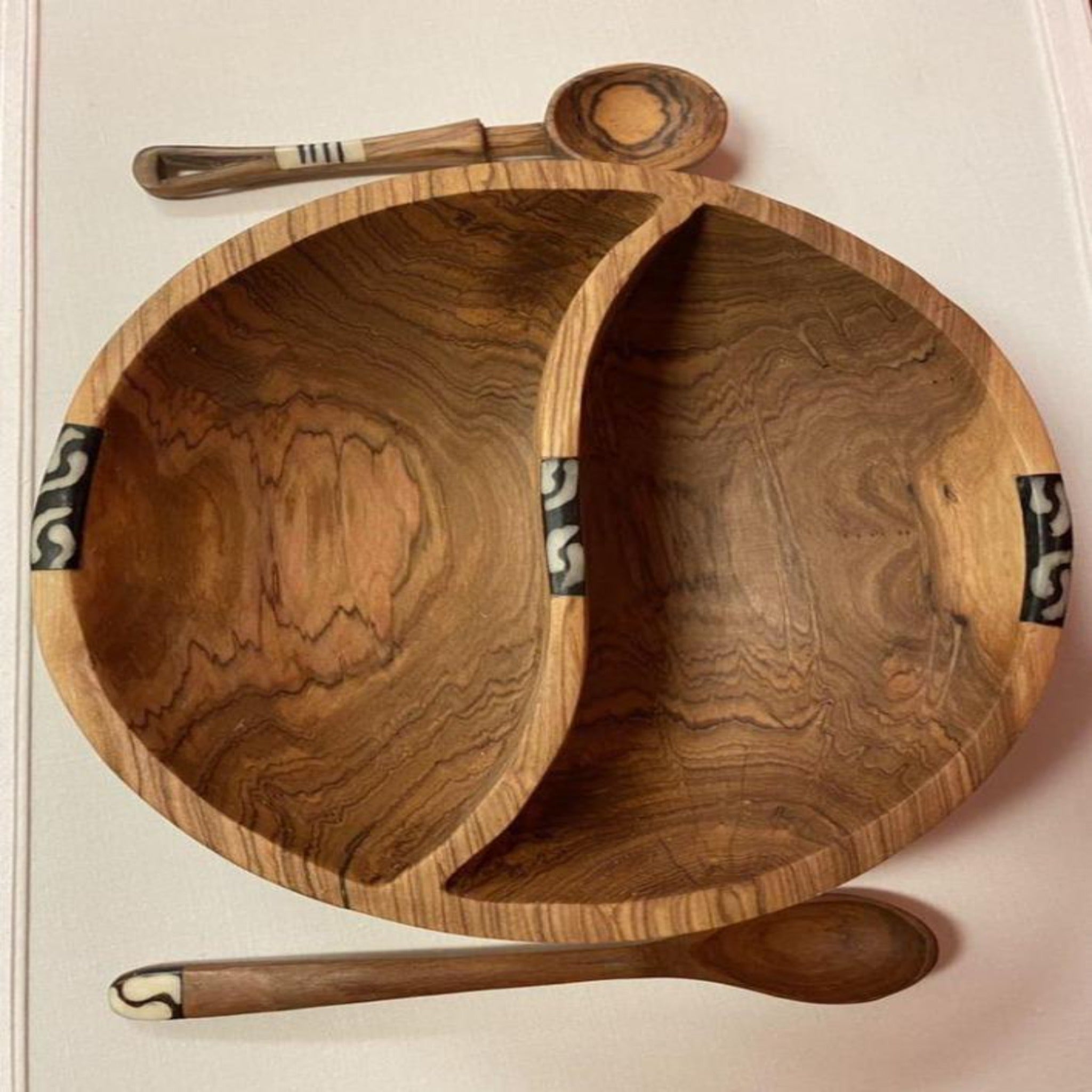 Tobmarc Home Decor & Gifts  Divided Harmony Snack Bowl and Two Spoons