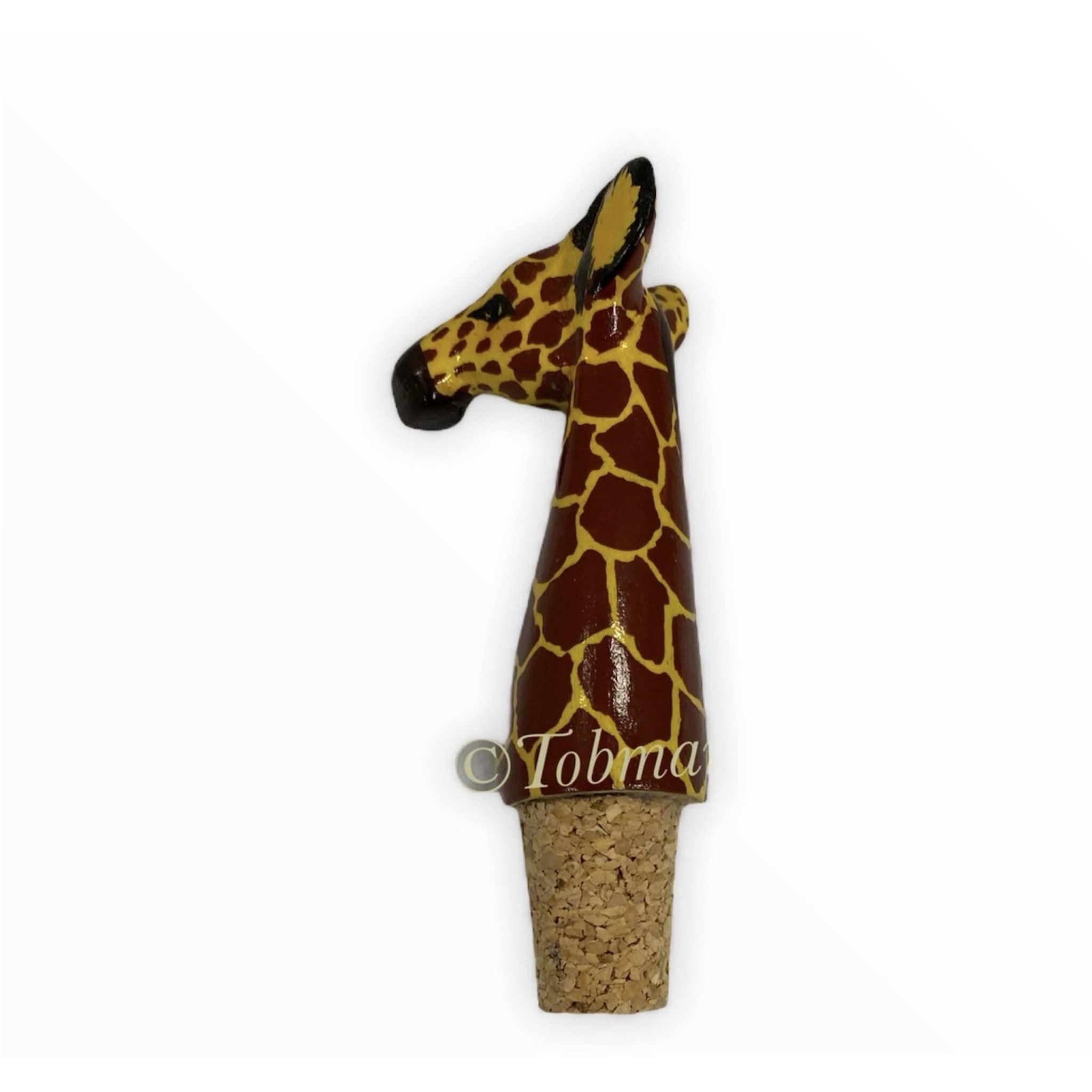 Tobmarc Home Decor & Gifts giraffe Wine Bottle stoppers with Animal Designs, Decorative Wooden Beverage Stopper