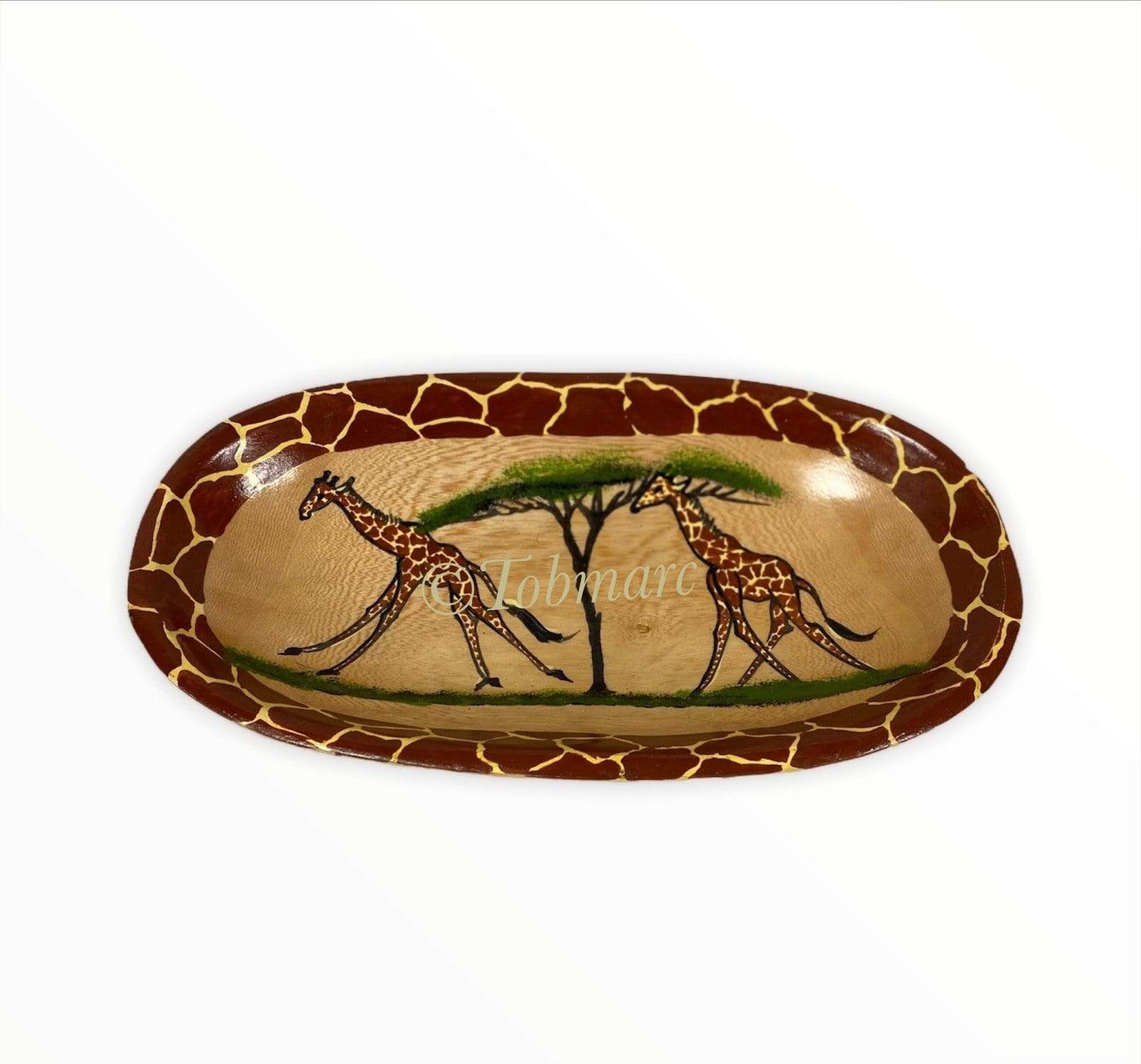 Tobmarc Home Decor & Gifts  Handcrafted African Soapstone Bowl with Giraffe Decoration in red and black, Africa Art Bowl, African Decorative Bowl 4