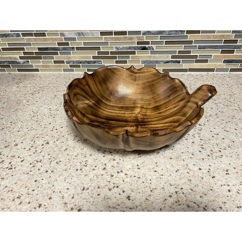 Tobmarc Home Decor & Gifts  Leaf Jacaranda Salad Bowl, Hand carved Bowl, Wooden Bowl, Special gift