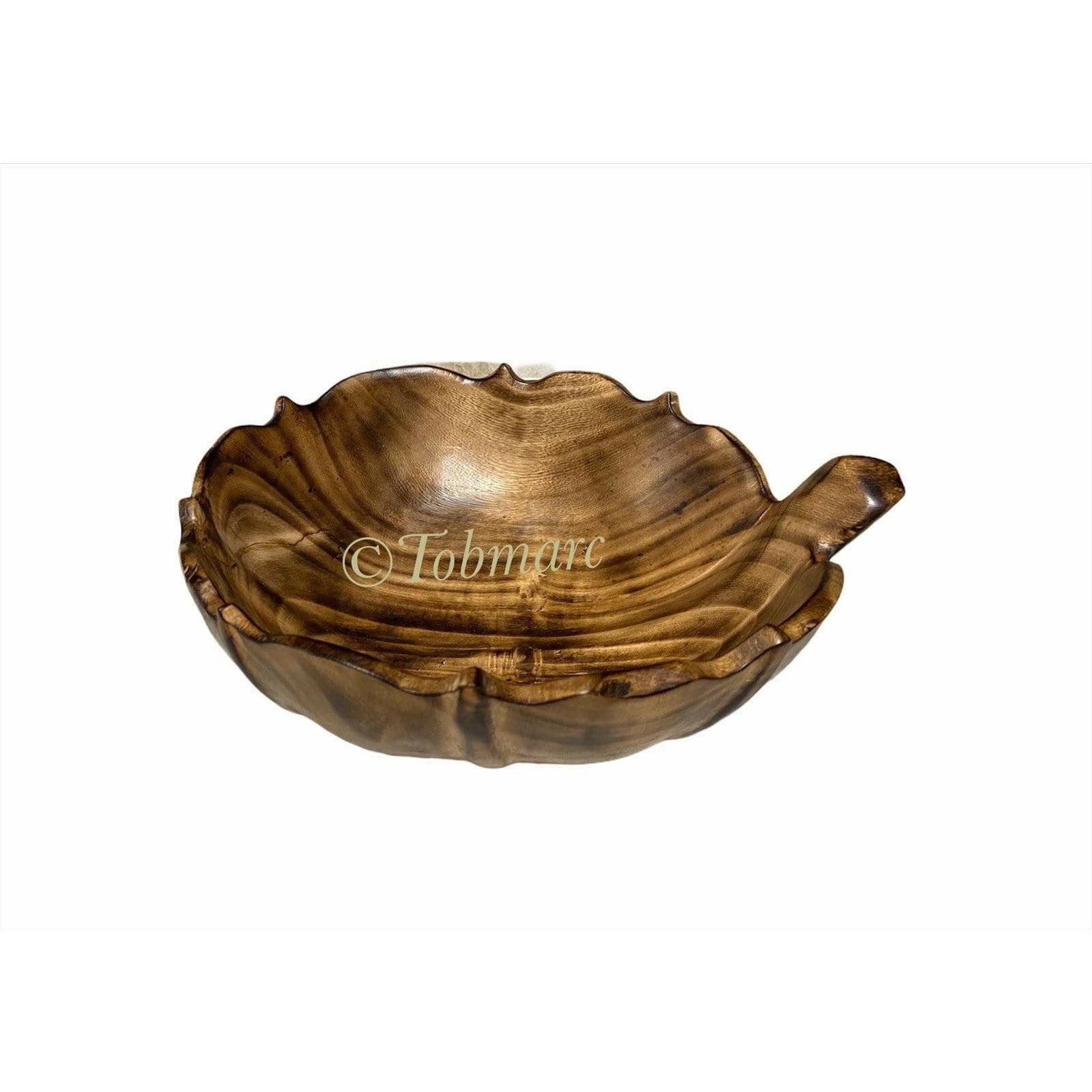 Tobmarc Home Decor & Gifts  Leaf Jacaranda Salad Bowl, Hand carved Bowl, Wooden Bowl, Special gift