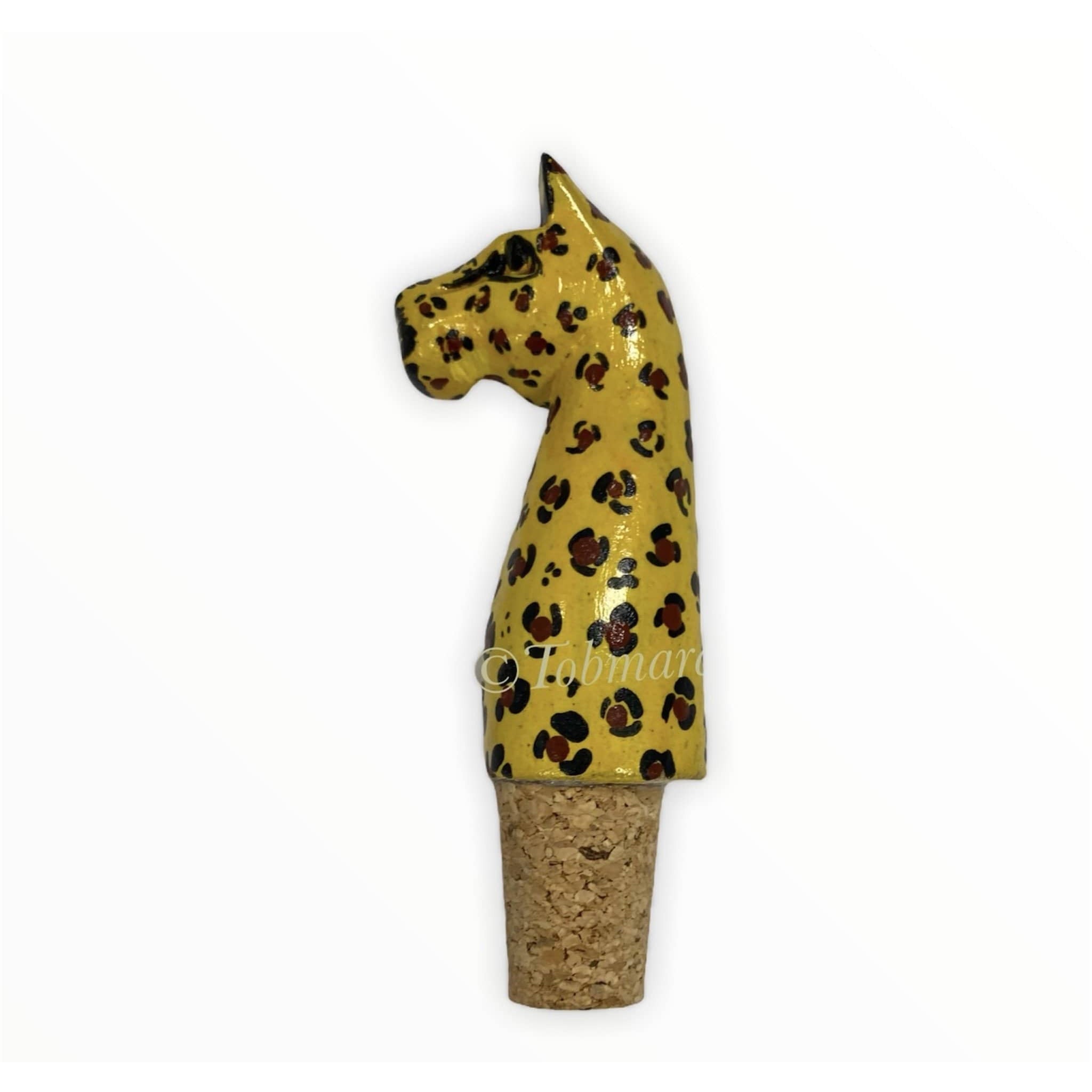 Tobmarc Home Decor & Gifts  Leopard Wine Bottle stoppers with Animal Designs, Decorative Wooden Beverage Stopper