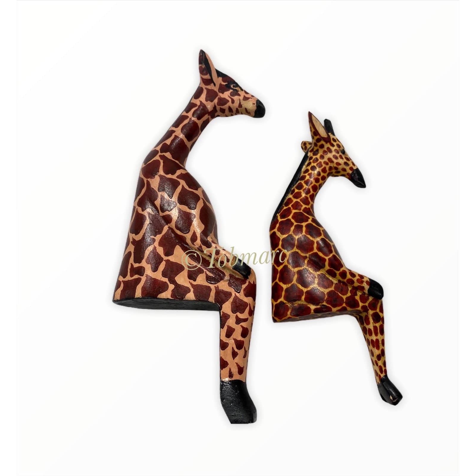 Tobmarc Home Decor & Gifts  Sculpture & Carvings African Sitting Animal, Wooden Zebra, Giraffe Home Decor, Decoration for Book Shelf