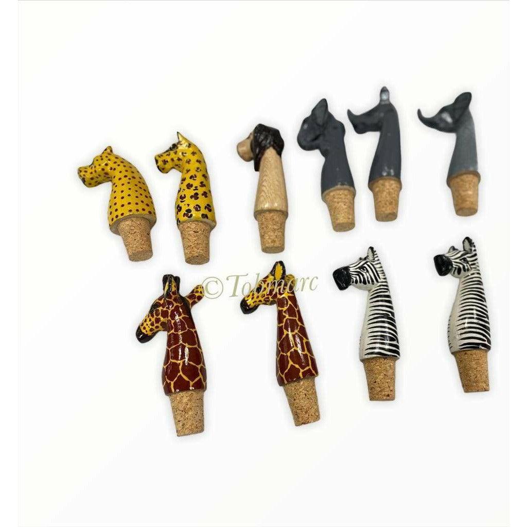 Tobmarc Home Decor & Gifts Wine Bottle stoppers with Animal Designs, Decorative Wooden Beverage Stopper