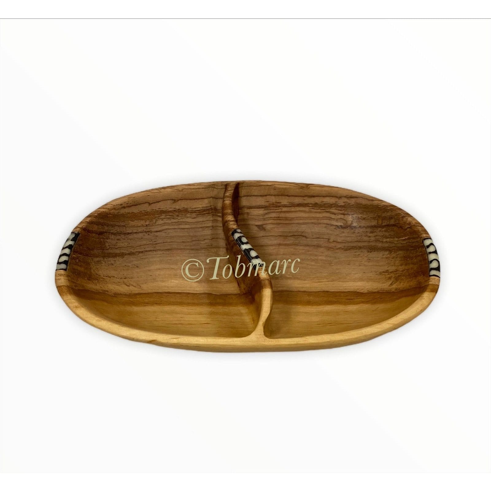 Tobmarc Home Decor & Gifts  Wooden Bowl Handmade oval wood bowl, Divided wood bowl, wooden snack bowl