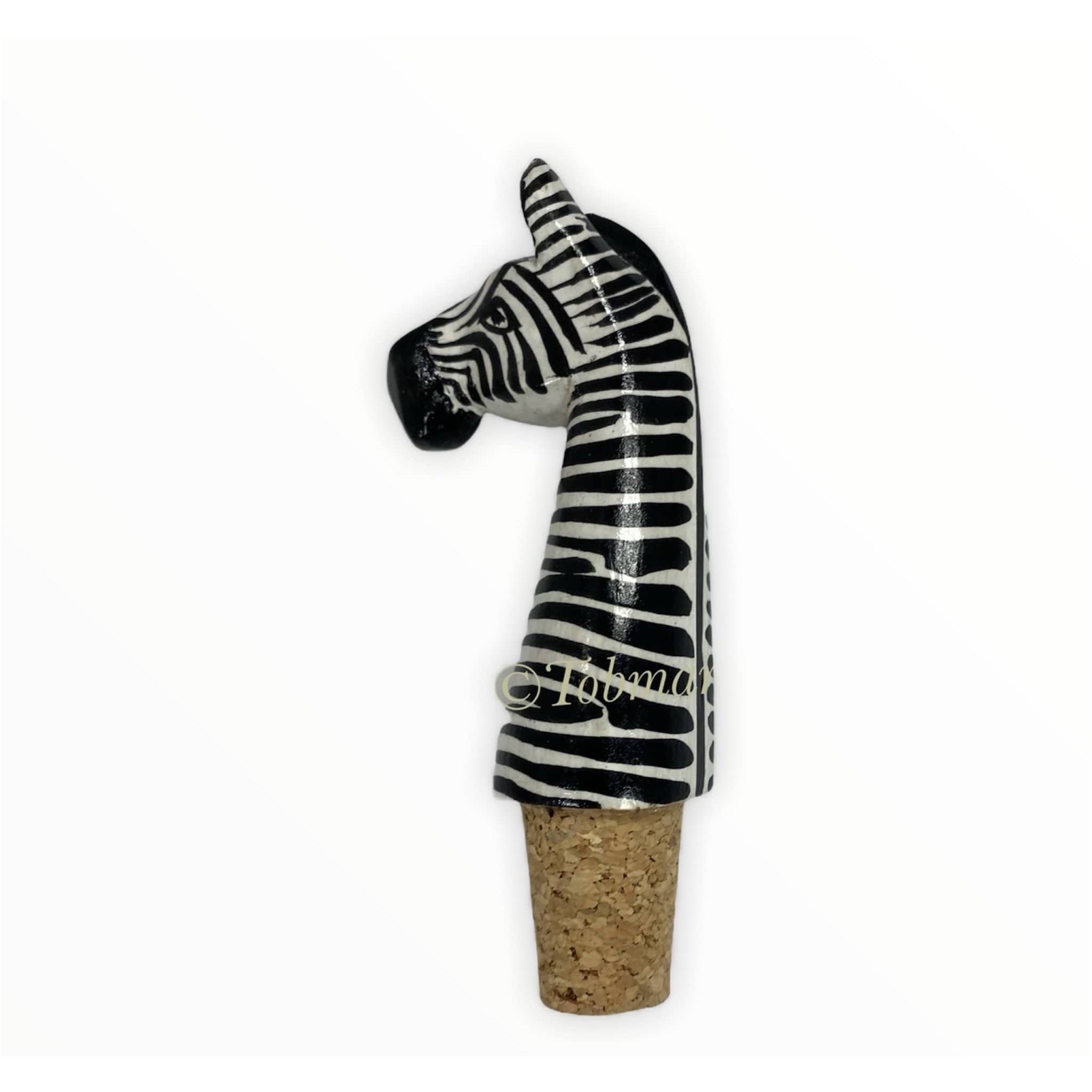 Tobmarc Home Decor & Gifts  Zebra Wine Bottle stoppers with Animal Designs, Decorative Wooden Beverage Stopper