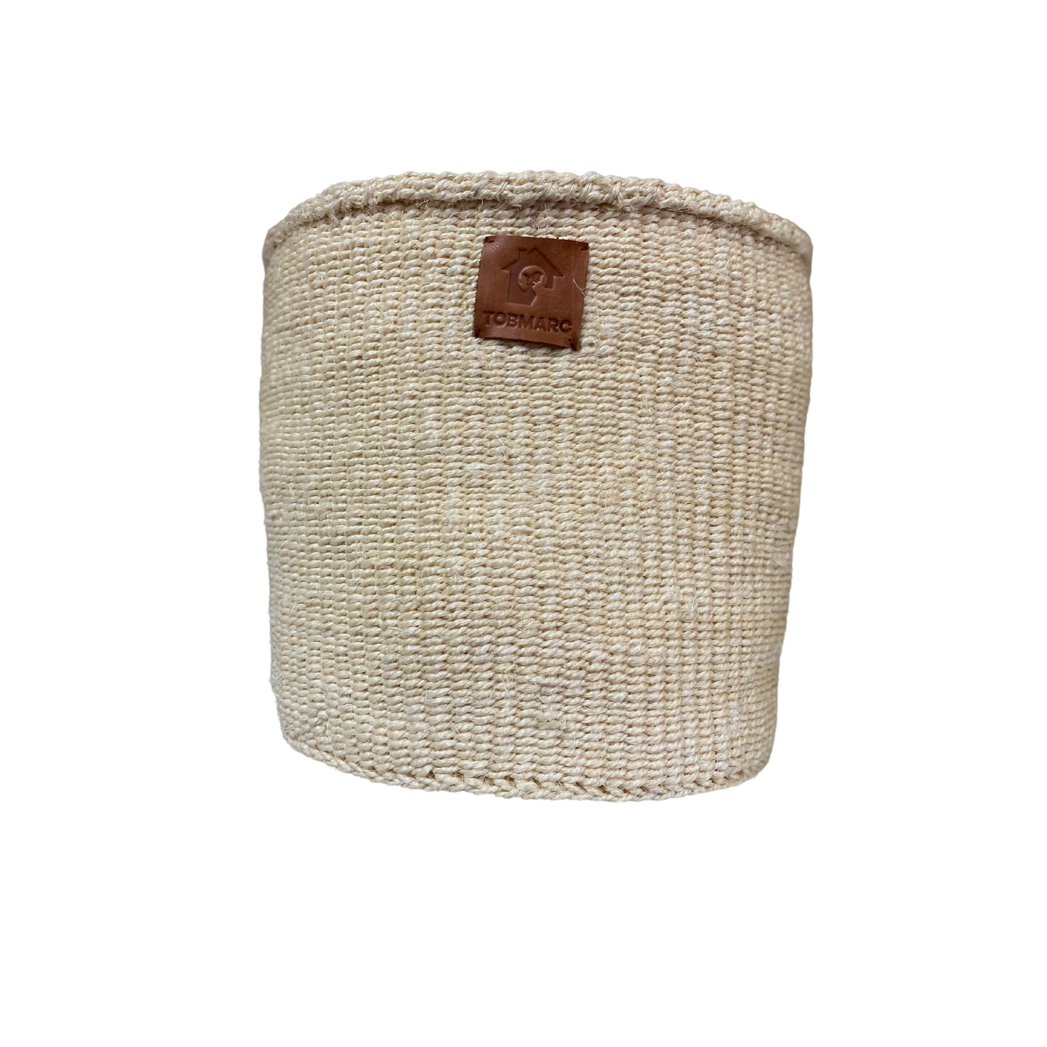 WHITE AFRICAN SHOPPING KIONDO  Two-Tone Handwoven Basket with handles for Storage Set  12” and 10”